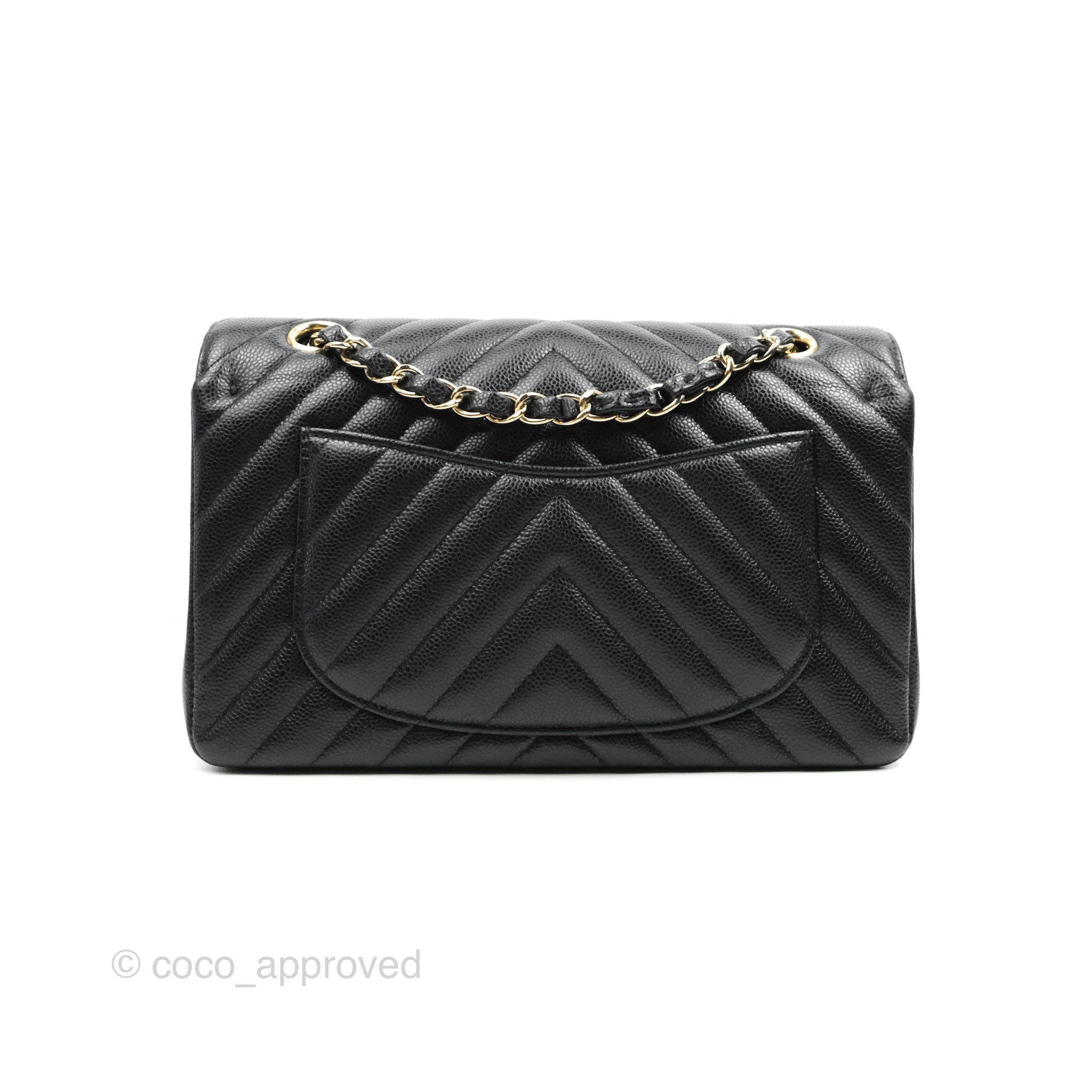 Chanel Classic Chevron Small Double Flap Bag Black Caviar Leather Gold Hardware - Luxury Designer Handbag for Women, Perfect for Parties & Evening Events