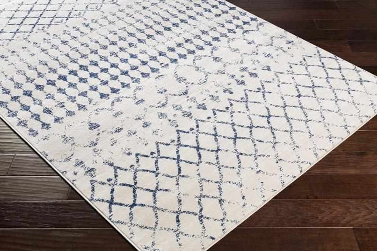 Mark&Day 5x7 Dark Blue/White Area Rug - Soft Non-Slip Living Room, Bedroom & Kitchen Rug (5'3