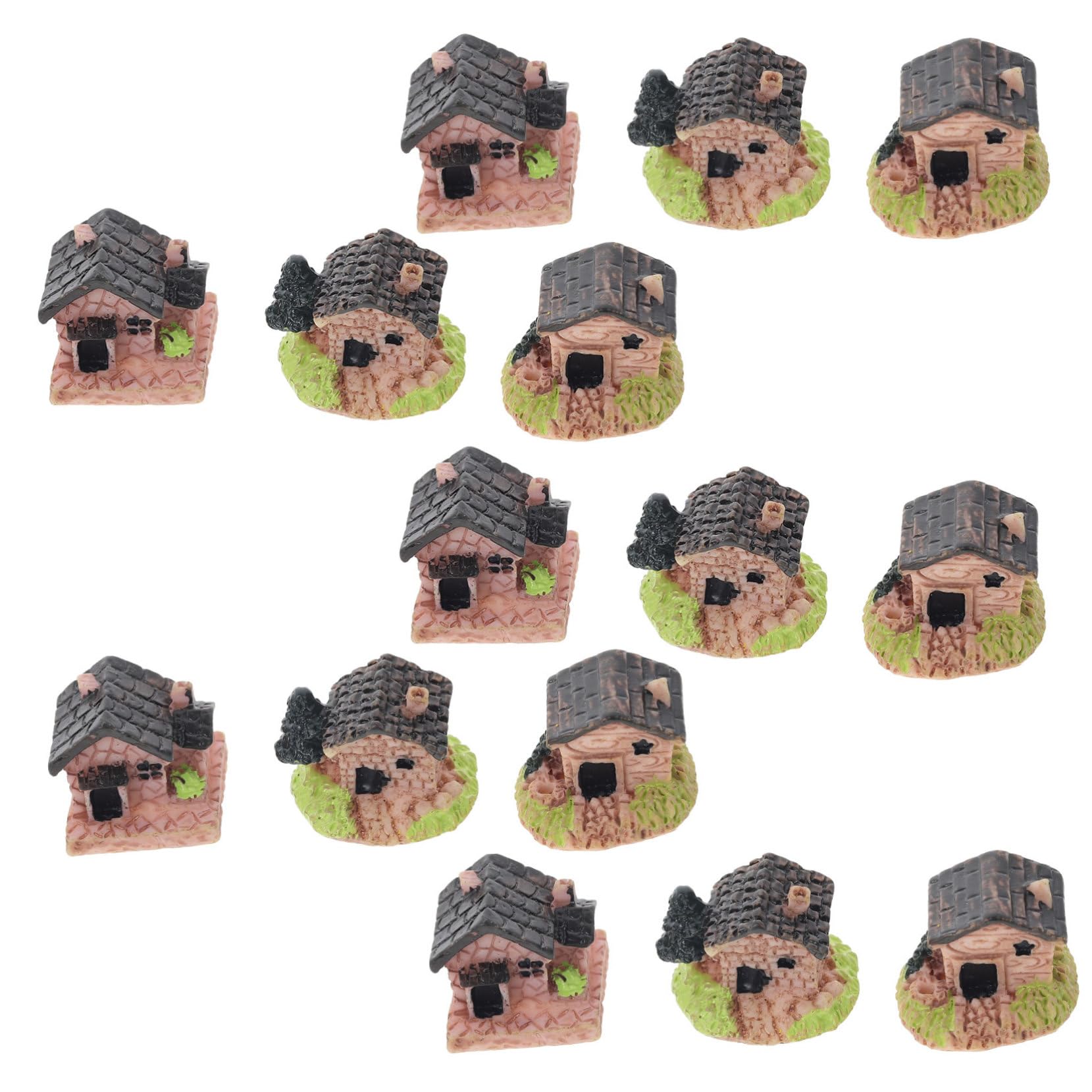 15 Pcs Mini Fairy Garden Houses - Resin Miniature Landscape Accessories for Outdoor Gardens, Fairy House Statues & Stone Cottage Decor | Perfect for Fairy Gardens, Terrariums, and Backyard Landscaping