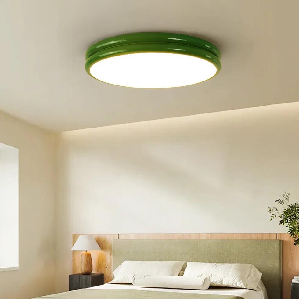 Modern Round Flush Mount Ceiling Light for Bedroom - Elegant Cake Design LED Fixture, Perfect for Bedroom, Living Room, and Dining Room Lighting