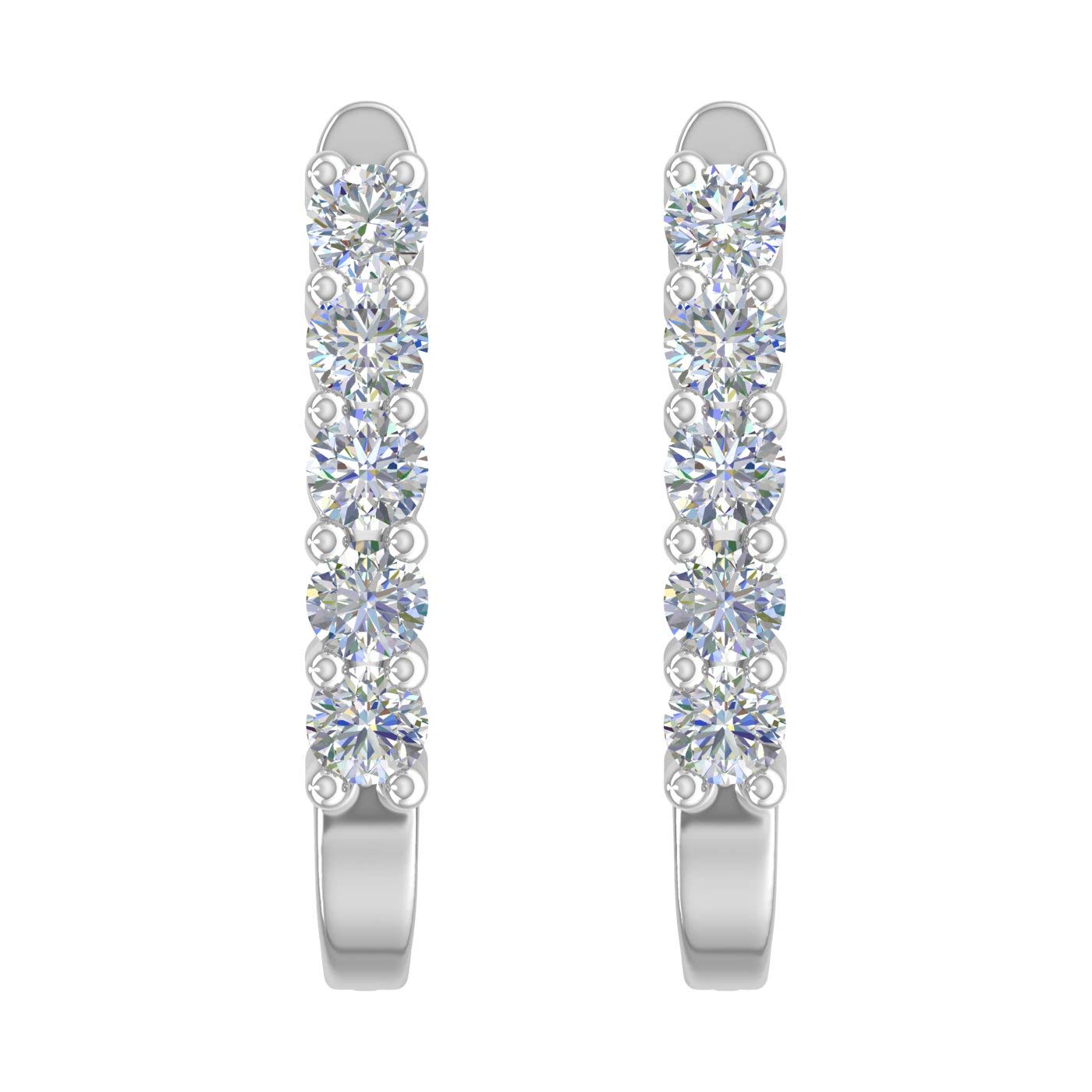 1/2 Carat Natural Diamond Hoop Earrings - 10K Gold or 950 Platinum - Elegant & Timeless Jewelry for Women - Perfect for Weddings, Parties & Everyday Wear
