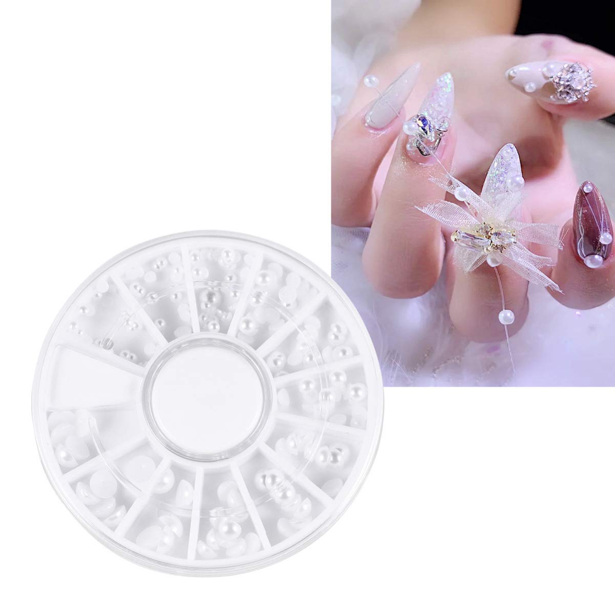 5 Pack 12mm Flatback Nail Pearls for Nail Art & Jewelry Making - DIY Manicure Decor