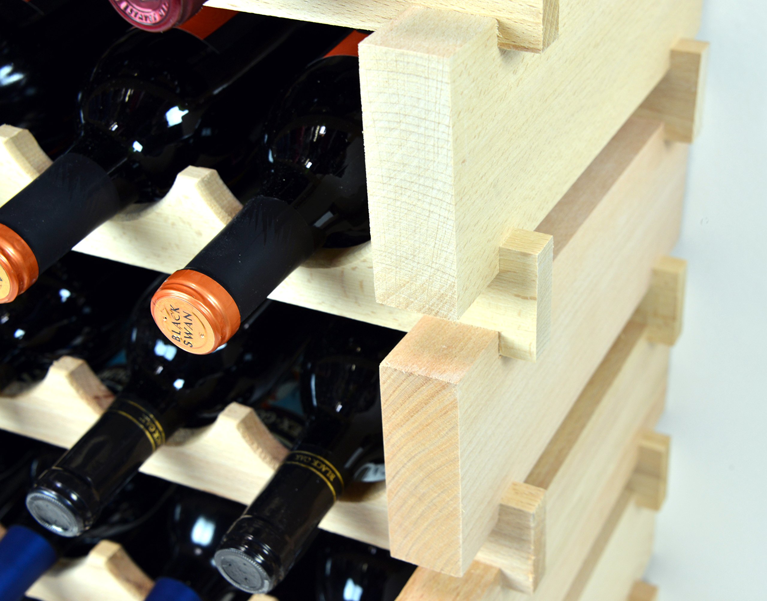 Premium Modular Beechwood Wine Rack - Holds 32-96 Bottles (8 Bottles Wide, 12 Rows) | Space-Saving Storage for Wine Cellars, Restaurants & Home Bars | Newest Improved Design (80-Bottle Capacity - 10 Rows)