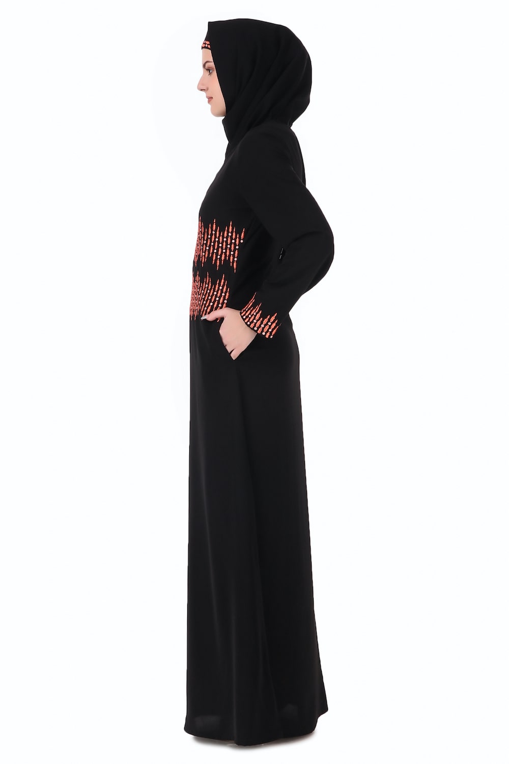 Elegant Graphic Stripe Embroidered A-Line Abaya Dress for Women - Perfect for Ramadan, Eid, Prayer & Special Occasions