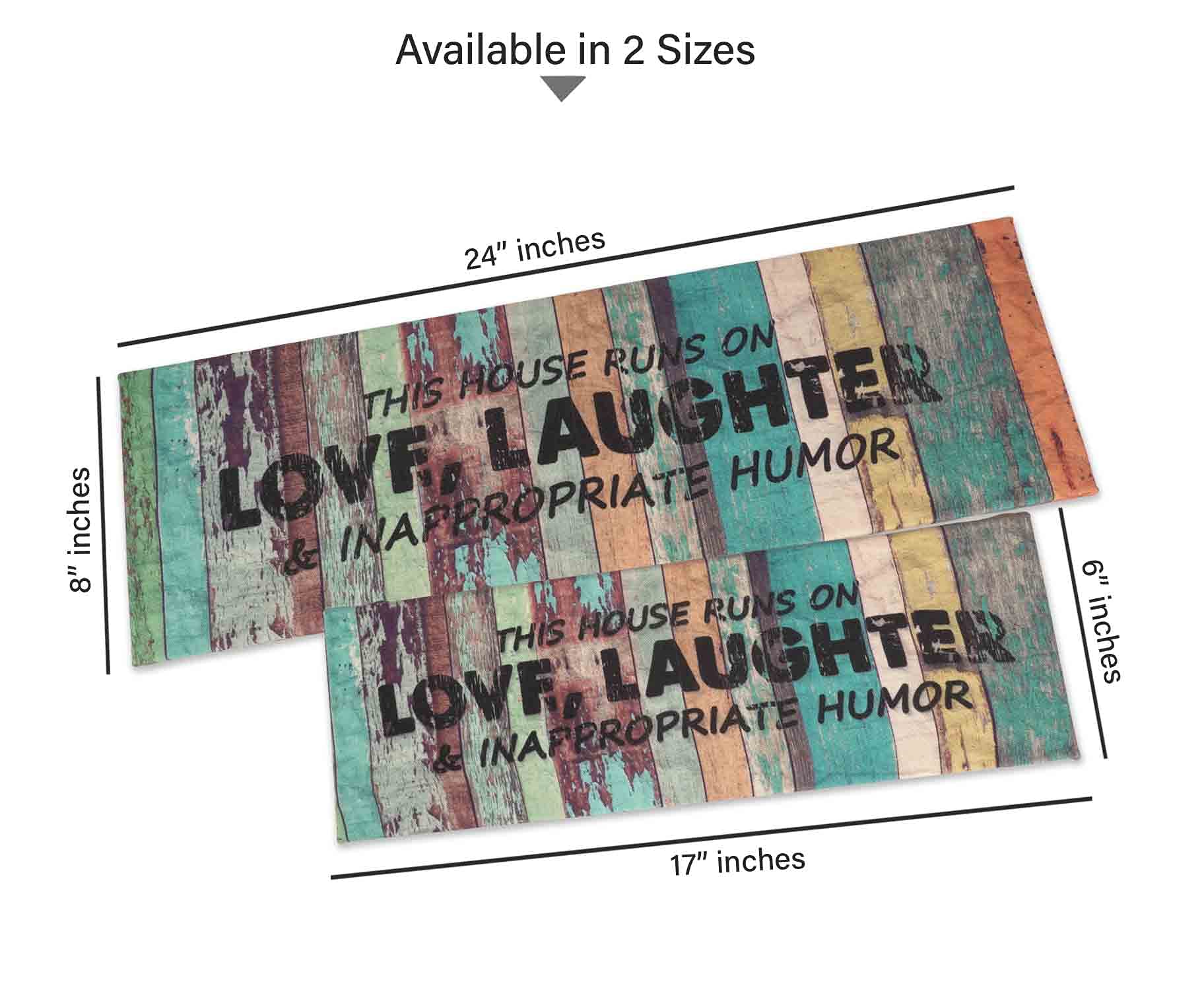 Stretched Canvas Wall Art Decor - 'This House Runs On Love, Laughter & Inappropriate Humor' - 8x24 Rustic Farmhouse Faux Plaque Sign - Perfect for Living Room, Bedroom & Home Office Decor