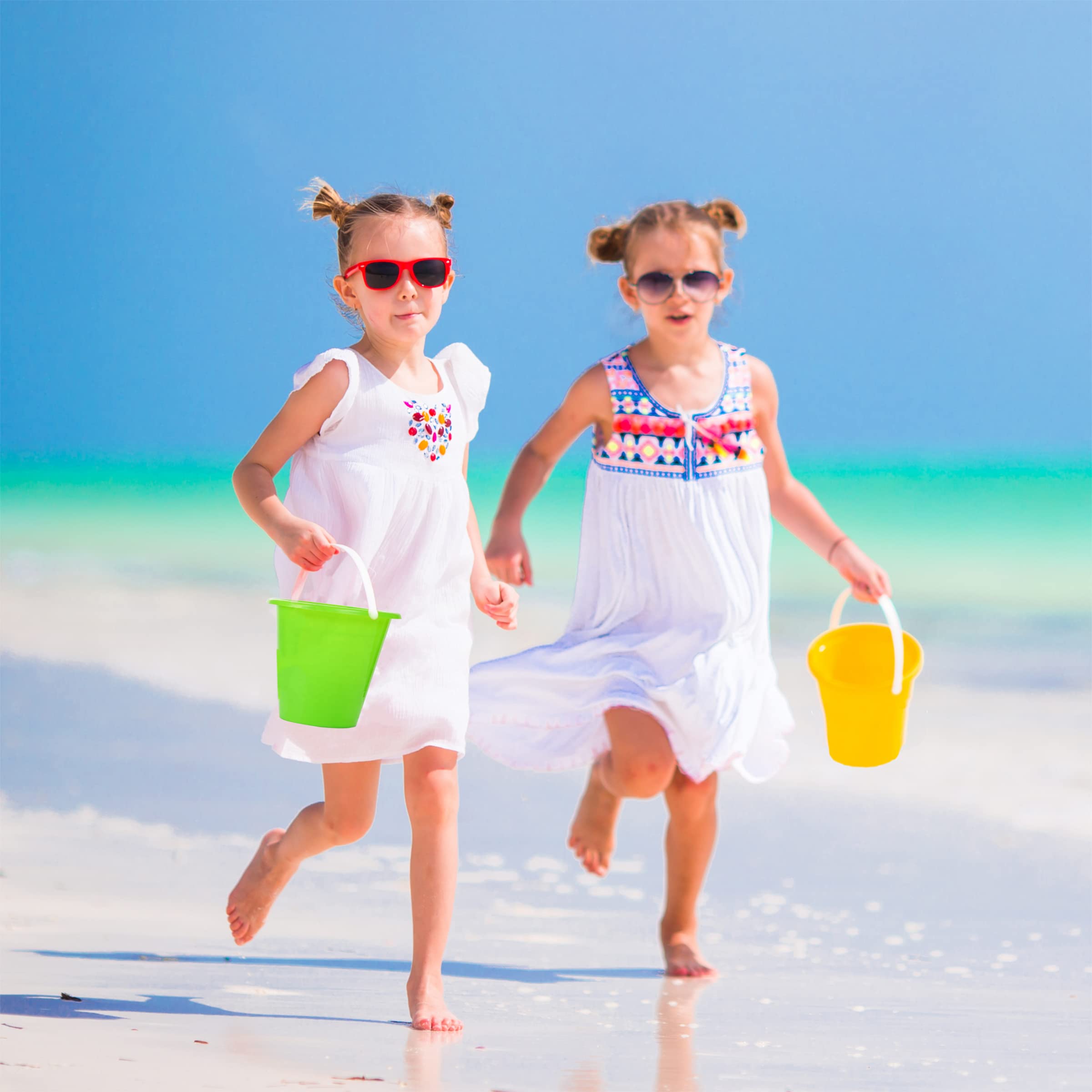 12 Pack Kids Sand Buckets and Shovels Set - 5.5 Inch Small Beach Toys for Summer Outdoor Play, Easter Basket Stuffers & Party Favors - Perfect for Beach Trips, Sandcastles, and Backyard Fun