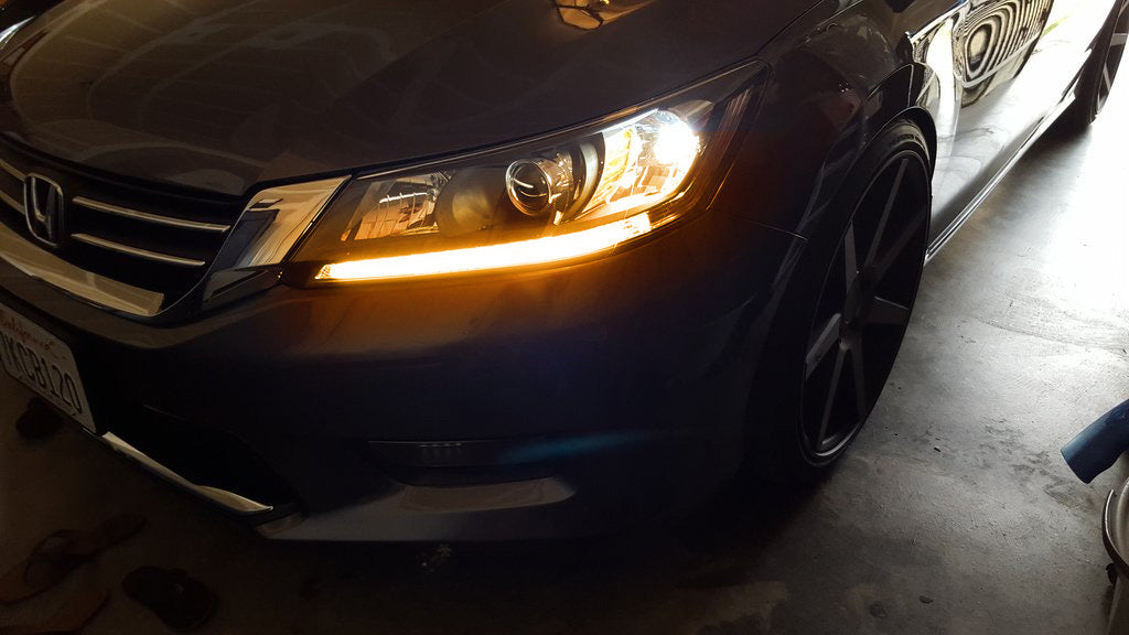 High Performance Amber LED DRL Headlights for 2013-2015 Honda Accord Sedan - Bright Daytime Running Lights with Easy Retrofit Installation - Perfect for Night Driving & Enhanced Road Safety