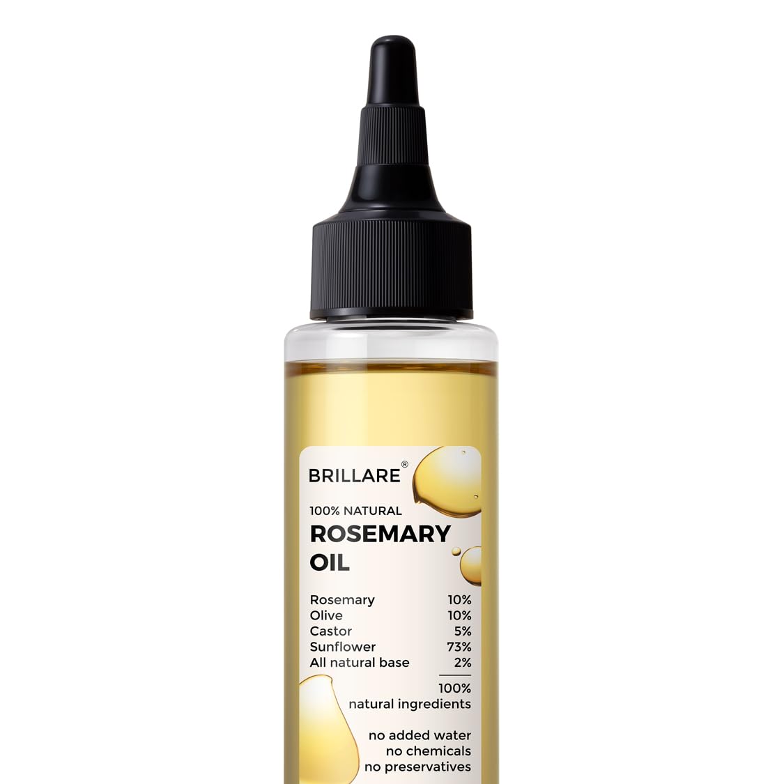 Brillare 100% Pure Rosemary Essential Oil for Hair Growth - Thickens Hair, Reduces Hair Fall & Nourishes Scalp | Natural Non-Greasy Hair Treatment for Men & Women (100ml) | Perfect for Daily Scalp Massage & DIY Hair Care Routine