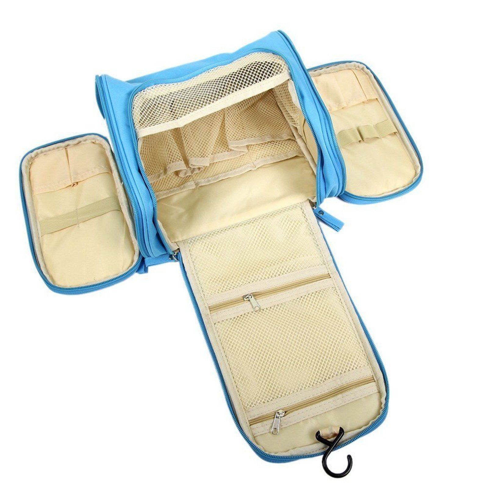 Hanging Travel Organizer Kit for Women - Waterproof Cosmetic & Toiletry Storage Bag with Multiple Pockets (Sky Blue) - Perfect for Bathroom, Makeup, Travel & Home Organization