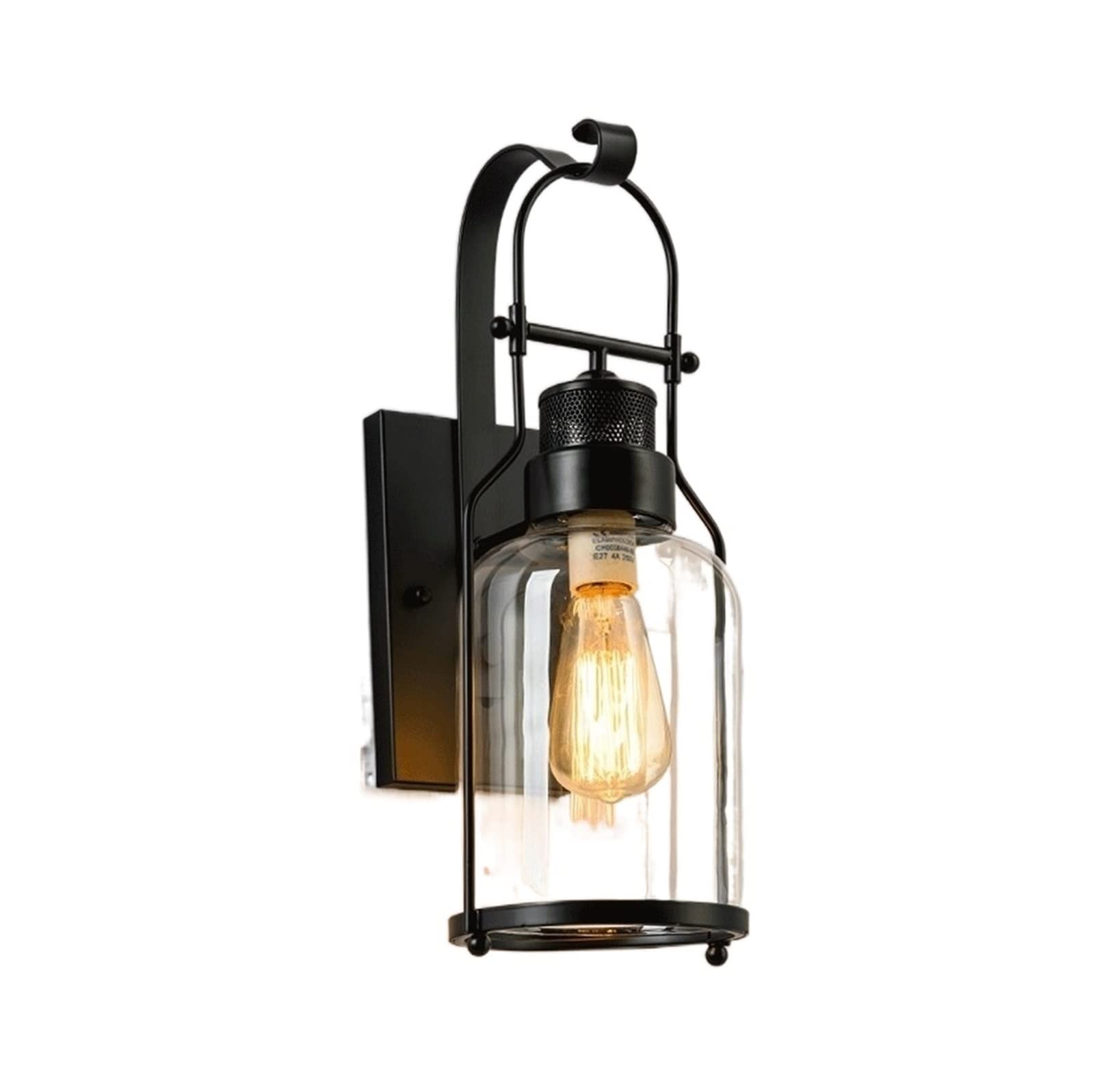 Vintage Industrial Wall Sconce - Wrought Iron Glass Wall Lamp for Bedroom, Corridor & Bar - Retro Style Reading Light with Creative Rural Design - Industrial Lighting Fixture for Home & Commercial Spaces