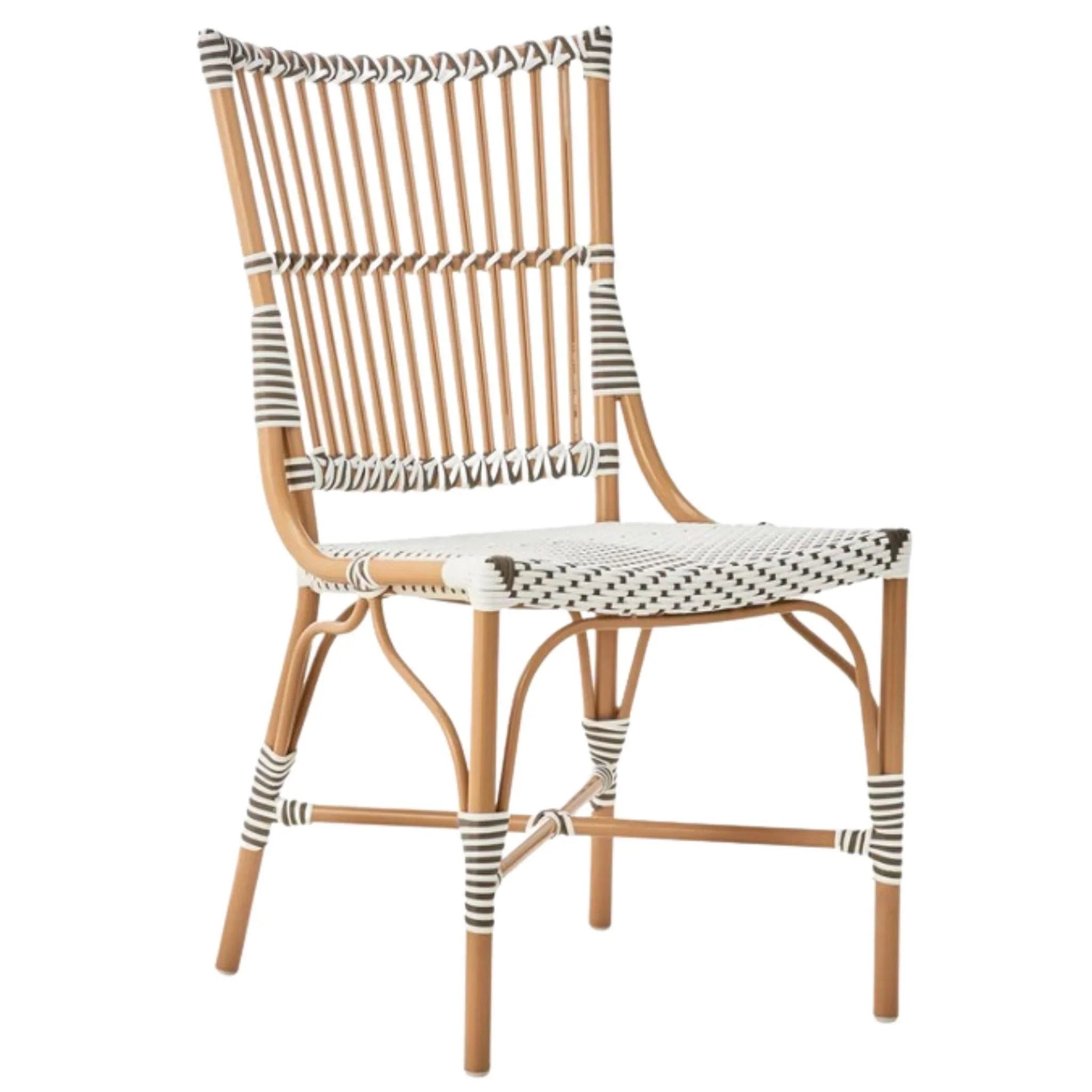 AluRattan™ Modern Wicker Side Chair with Almond-Colored Aluminum Frame - Perfect for Patio, Garden, and Outdoor Dining Areas