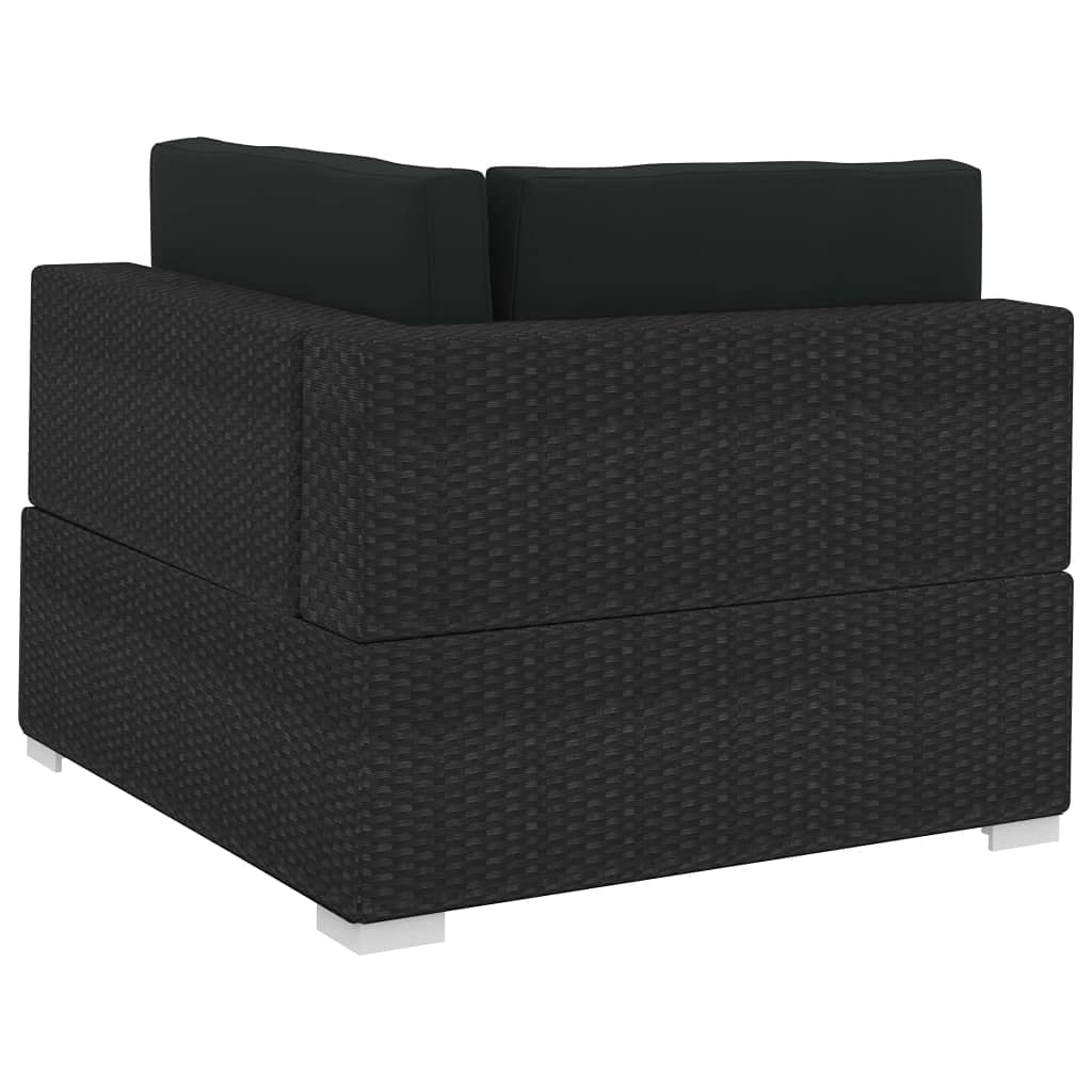 4-Piece Outdoor Patio Furniture Set - Black Poly Rattan Wicker Conversation Sofa with Cushions for Garden, Poolside, Balcony & Backyard | Durable Indoor/Outdoor Use