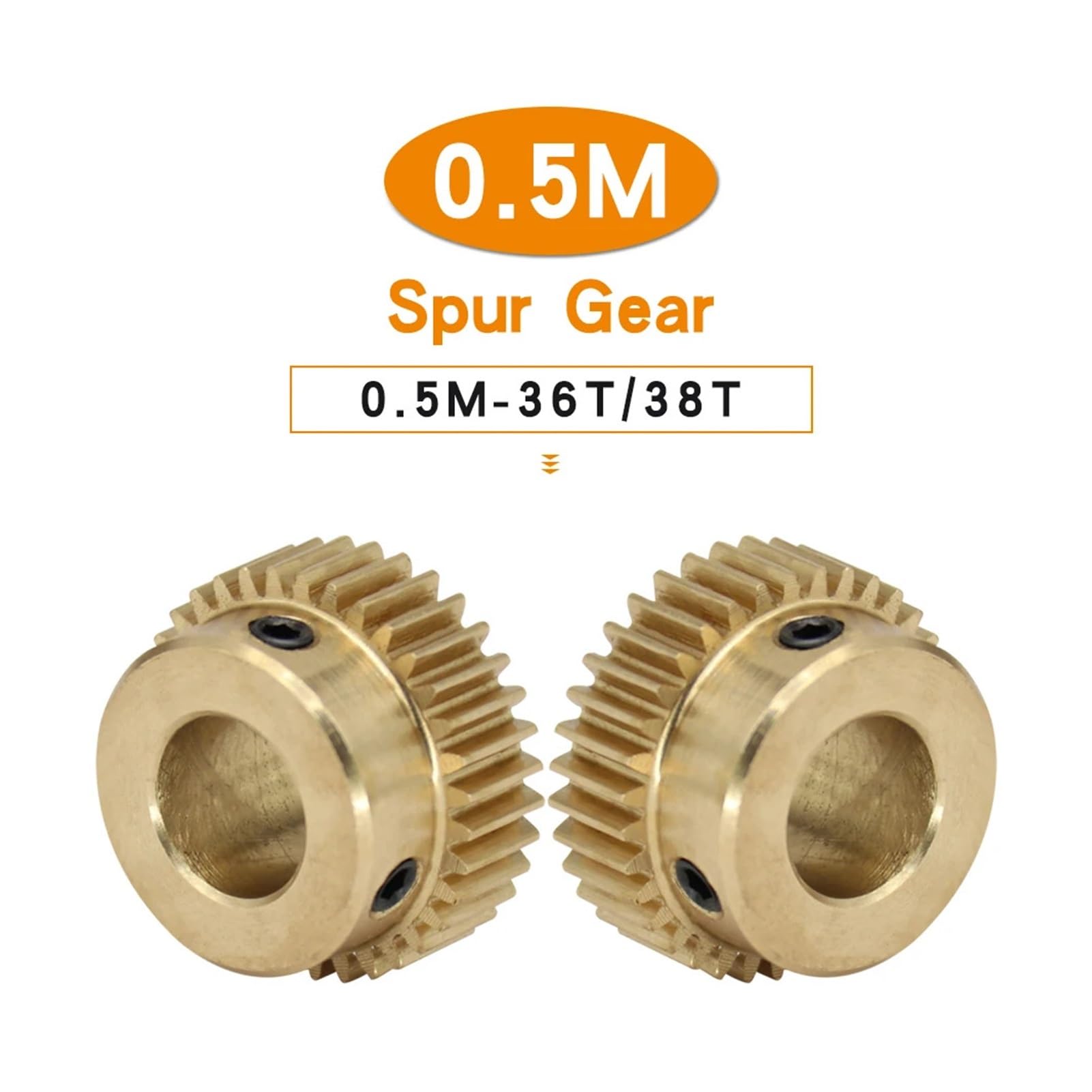 1 Piece 0.5M-36T/38T Brass Spur Gear with 4/5/6/6.35/7/8mm Bore - 5mm Teeth Height for Transmission Systems | Perfect for RC Cars, Robotics, and Mechanical DIY Projects (4mm, 0.5M - 36 Teeth)