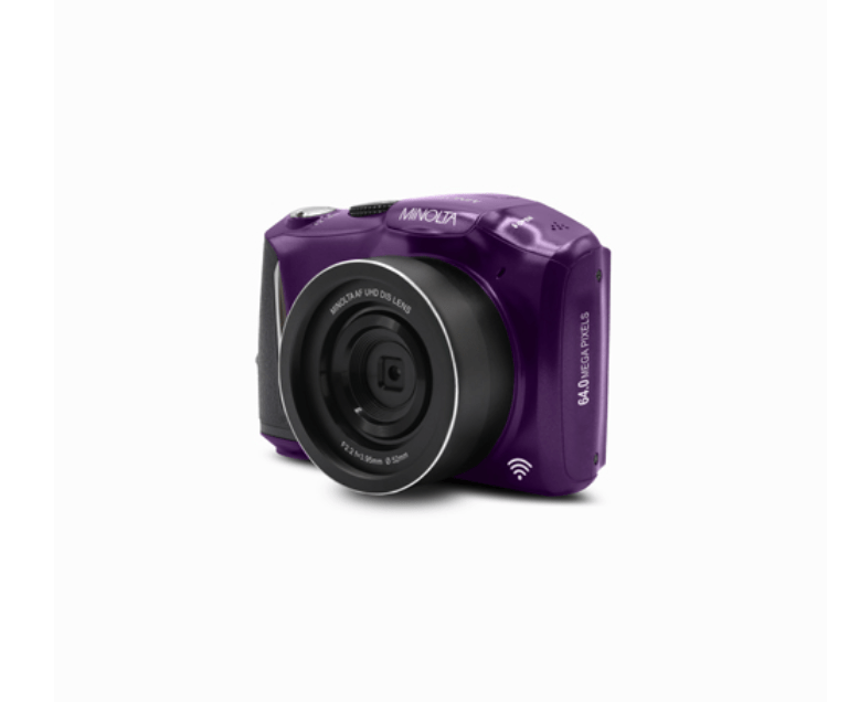 MINOLTA MND55 64MP Autofocus Digital Camera with 4K Ultra HD Video, WiFi Connectivity & Purple Body - Perfect for Vlogging, Travel Photography and Content Creation