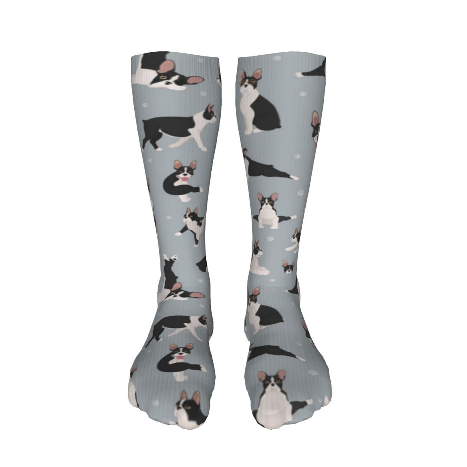 Best Compression Socks for Women & Men - Boston Terrier Design Knee High Support Socks for Running, Cycling & Sports - Perfect for Workouts, Travel & Varicose Vein Relief