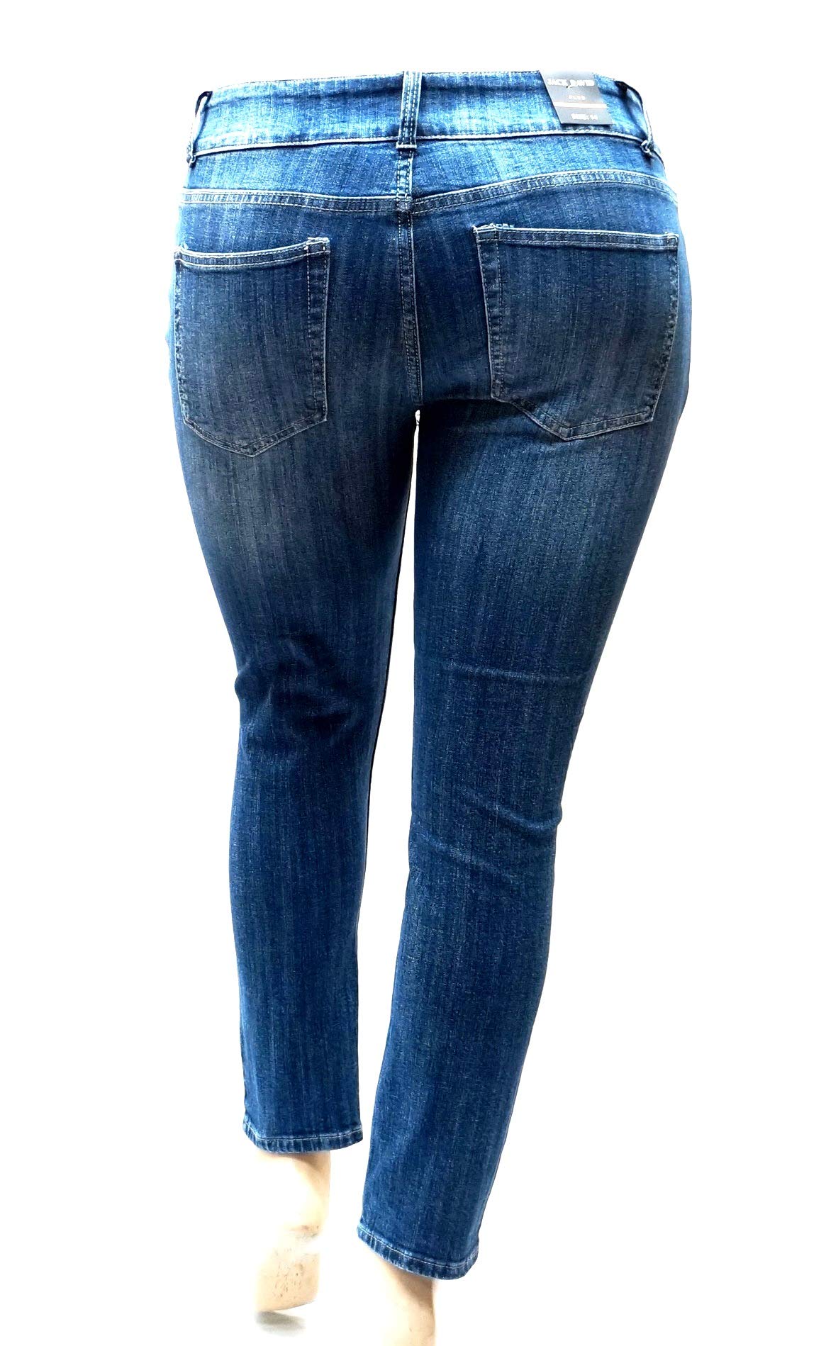 Jack David Women's Plus Size Stretch Distressed Ripped Blue Skinny Jeans - High Waisted Denim Pants for Casual Wear & Everyday Comfort
