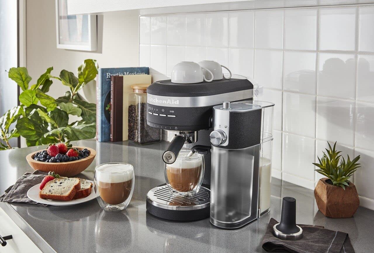KitchenAid Espresso Machine with Milk Frother - Black Matte Finish for Home Barista & Coffee Lovers | Perfect for Espresso, Cappuccino & Latte Making