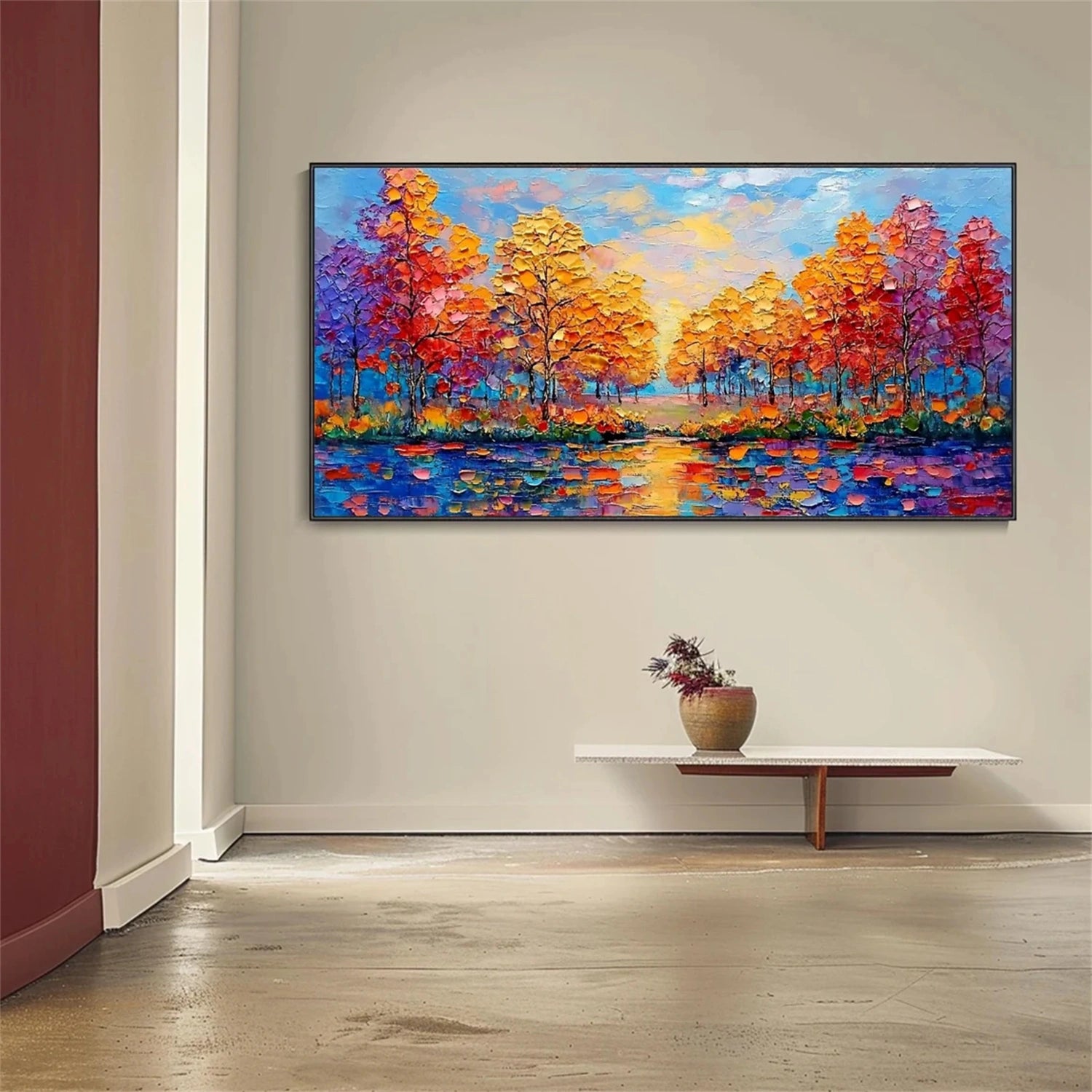 Flower and Tree Painting #FT149 - Handmade Canvas Art for Home Decor, Office, Living Room & Bedroom Wall Decor