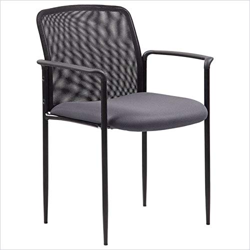 Scranton & Co Gray Stackable Mesh Guest Chair - Ergonomic Office Chair for Conference Rooms, Waiting Areas, and Home Offices