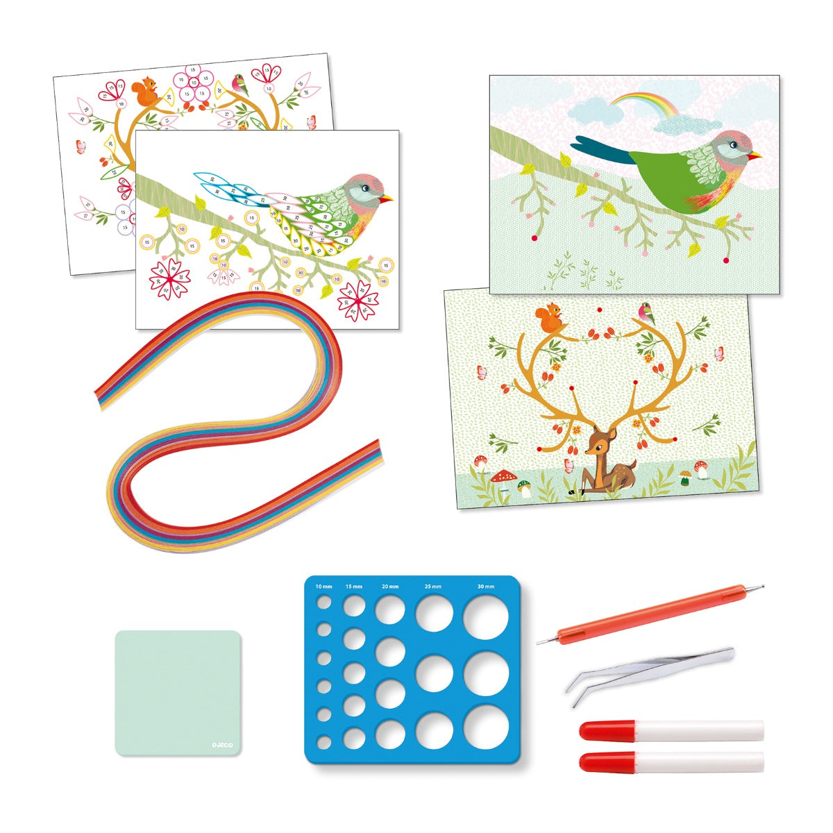 DJECO Quilling Spiral Seasons Kit for Kids - Creative Paper Art Craft for Children, DIY Home Decor & Gift Idea for Holidays & Birthdays