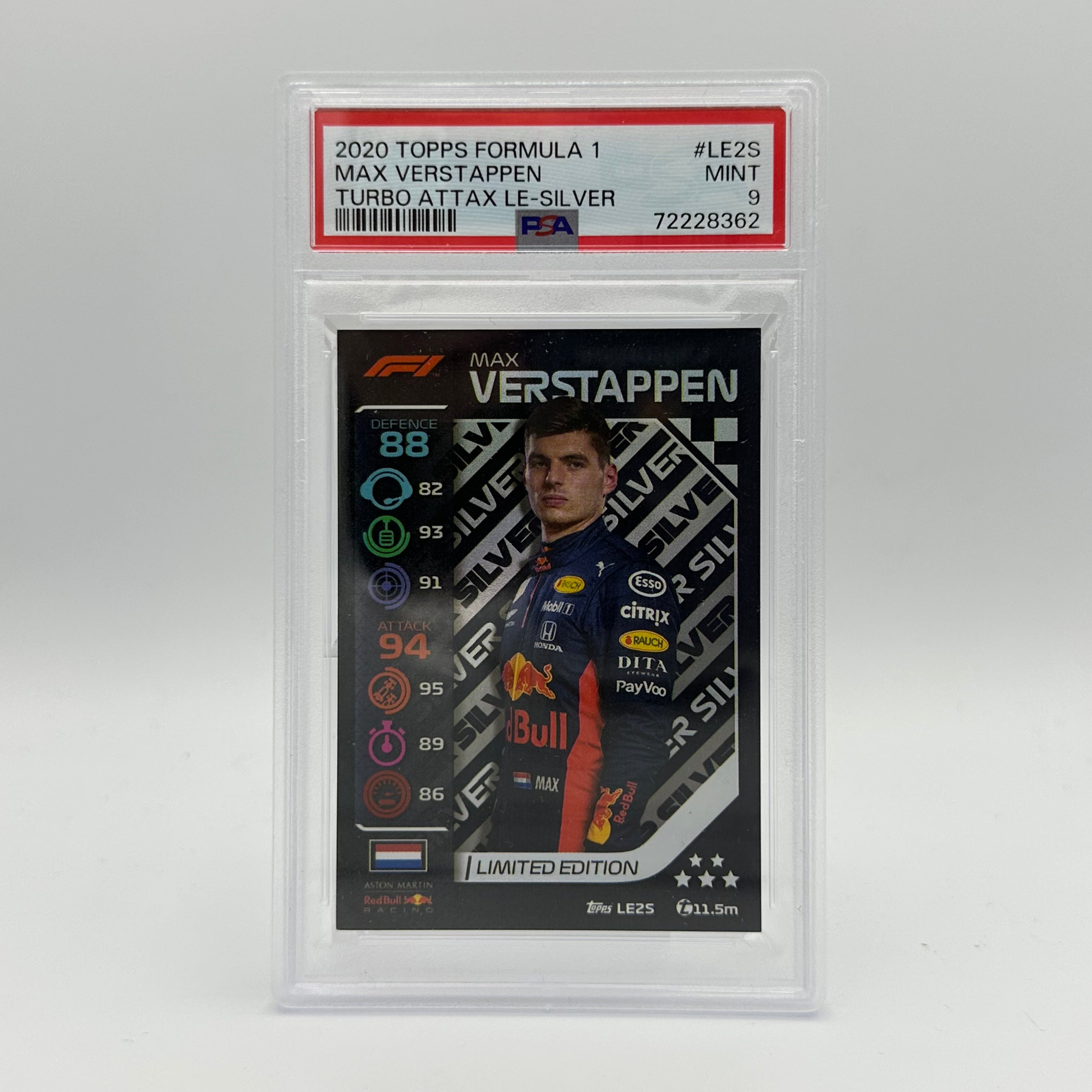 PSA 9 Graded MAX VERSTAPPEN #LE2S Limited Edition Silver Trading Card - Perfect for F1 Collectors & Sports Memorabilia Enthusiasts
