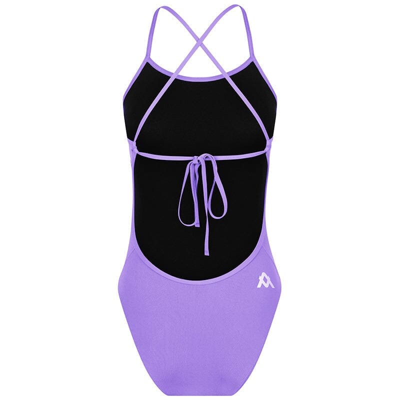 AMANZI Women's One Piece Tie Back Swimsuit - Floral Iris Print Bathing Suit for Beach, Pool & Vacation | Sexy High Cut Swimwear for Women