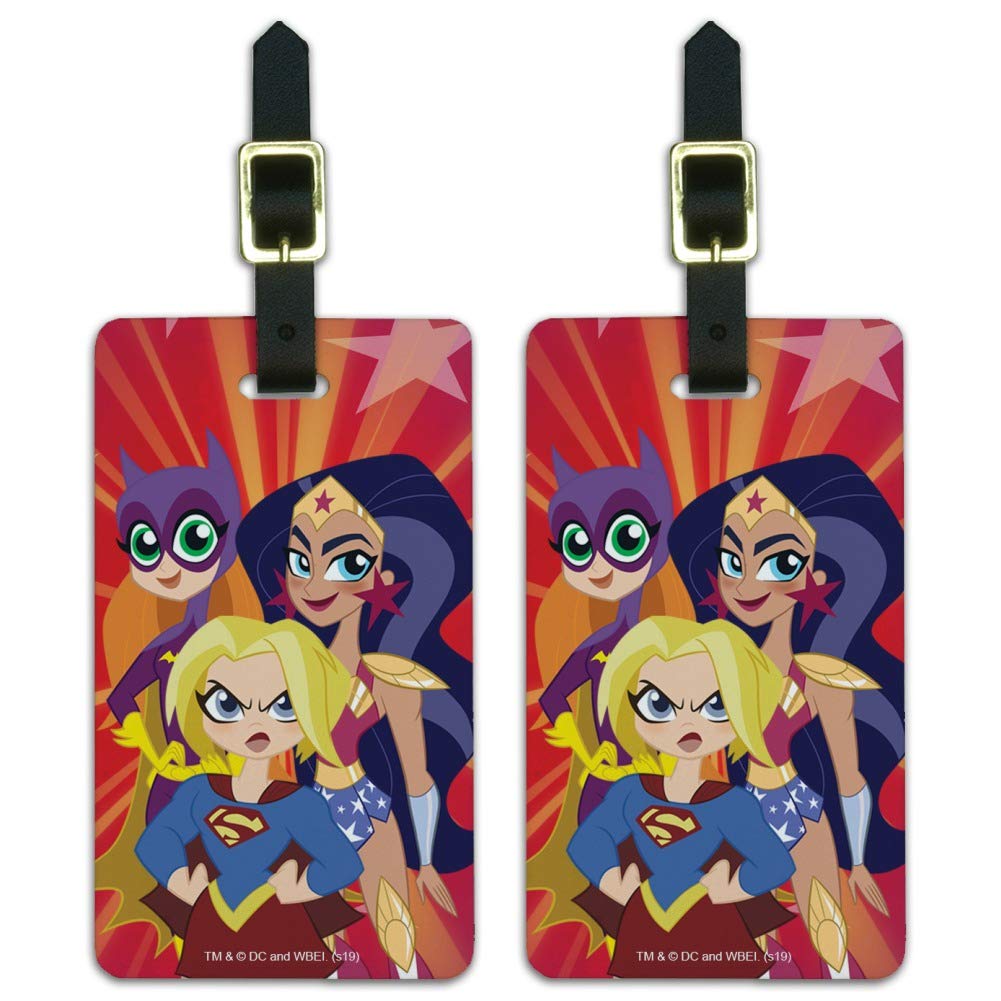 DC Super Hero Girls Luggage ID Tags - Set of 2 Personalized Carry-On Cards for Travel Accessories | Perfect for Suitcases, Backpacks & Kids' Travel Gear