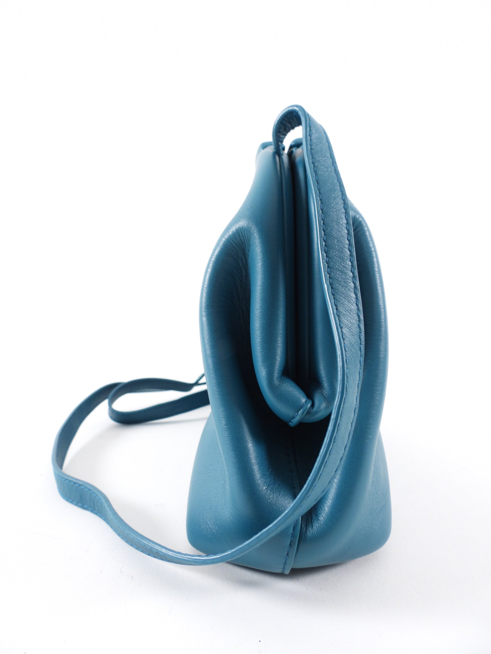 Bottega Veneta Small Teal Leather Point Crossbody Bag for Women | Luxury Designer Handbag | Perfect for Date Night, Travel & Everyday Use