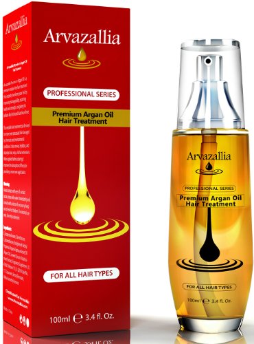 Arvazallia Pure Moroccan Argan Oil for Hair - Leave-In Treatment & Deep Conditioner - Hydrates, Repairs & Adds Shine - Perfect for Dry, Damaged & Frizzy Hair - Salon Quality Hair Care at Home