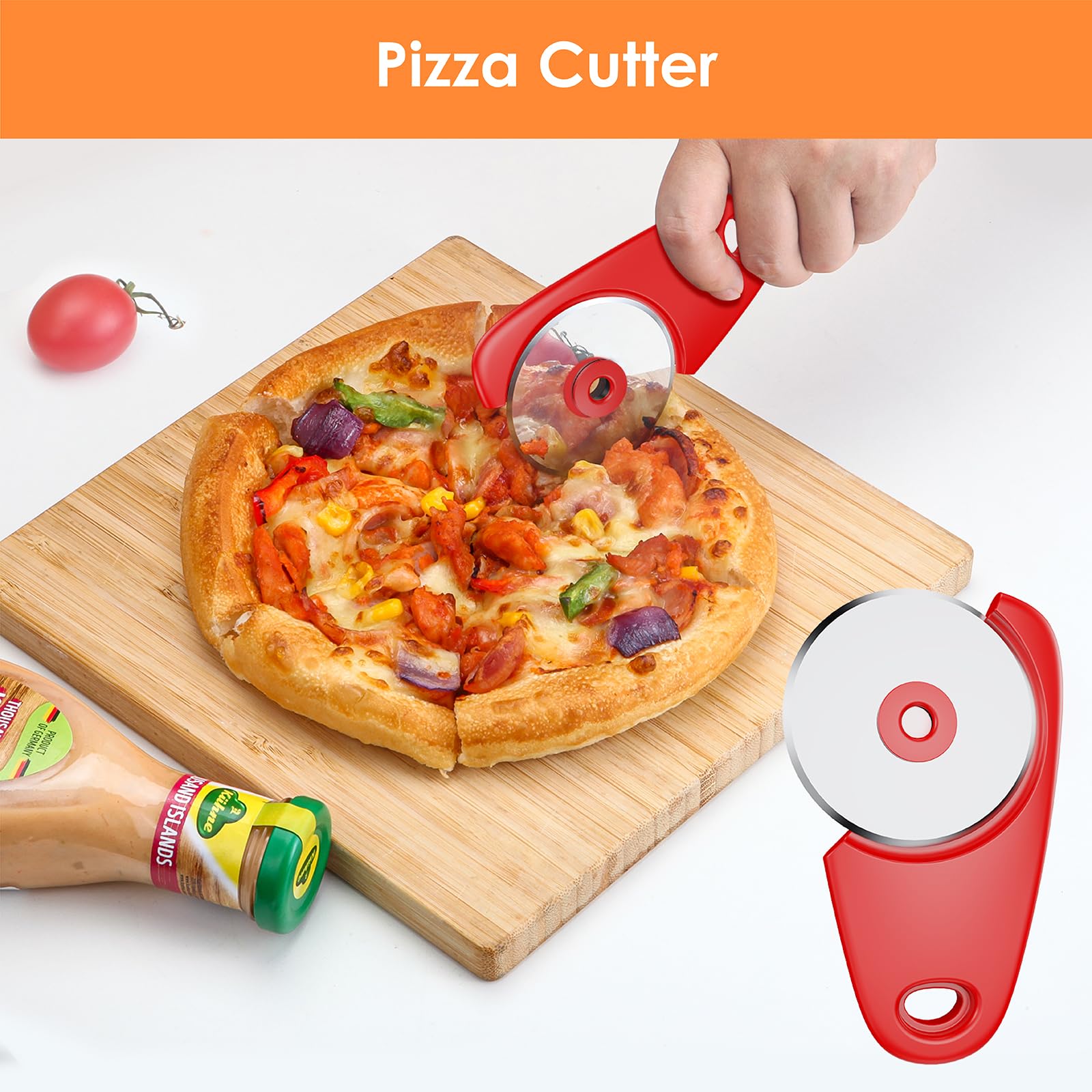 6-Piece Kitchen Gadget Set - Space Saving Cheese Grater, Bottle Opener, Fruit Vegetable Peeler, Pizza Cutter, Garlic Ginger Grinder & Herb Stripper - Perfect for Cooking, Baking & Hosting Gifts