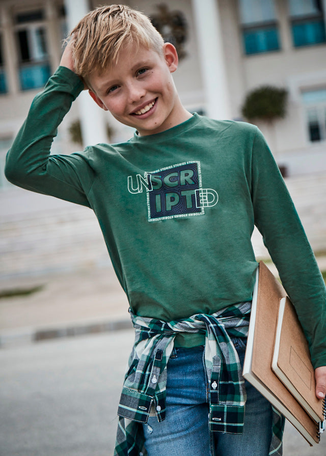 842 L/S Basic T-Shirt for Teen Boys - Soft Cotton Long Sleeve Crewneck Shirt in Mint Green | Casual Wear, School Outfits & Everyday Comfort