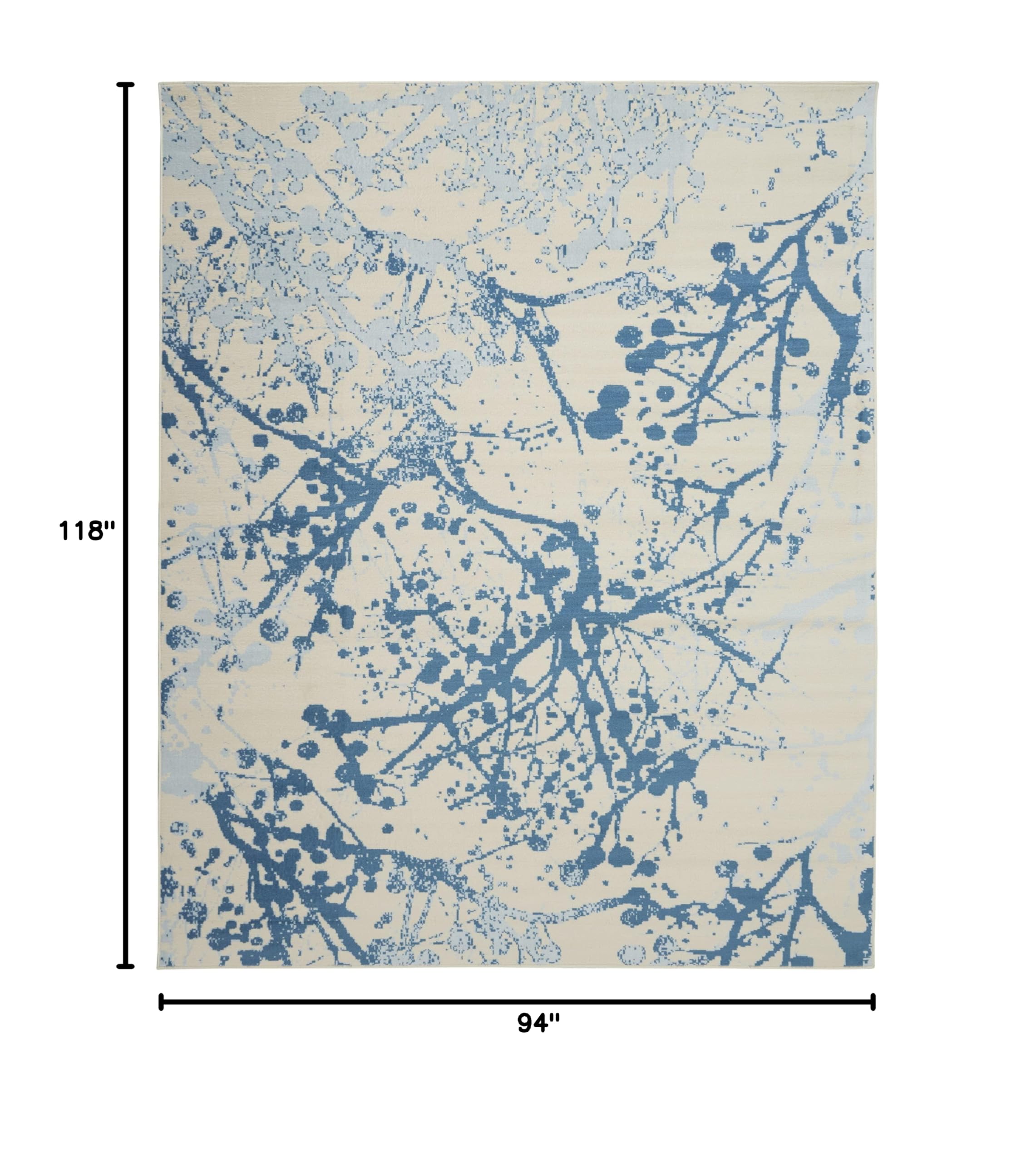 Nourison Jubilant Abstract Ivory/Blue 8x10 Area Rug - Easy Clean, Non-Shedding, Stain Resistant for Living Room, Bedroom, Dining Room & Kitchen | Soft & Durable Modern Home Decor