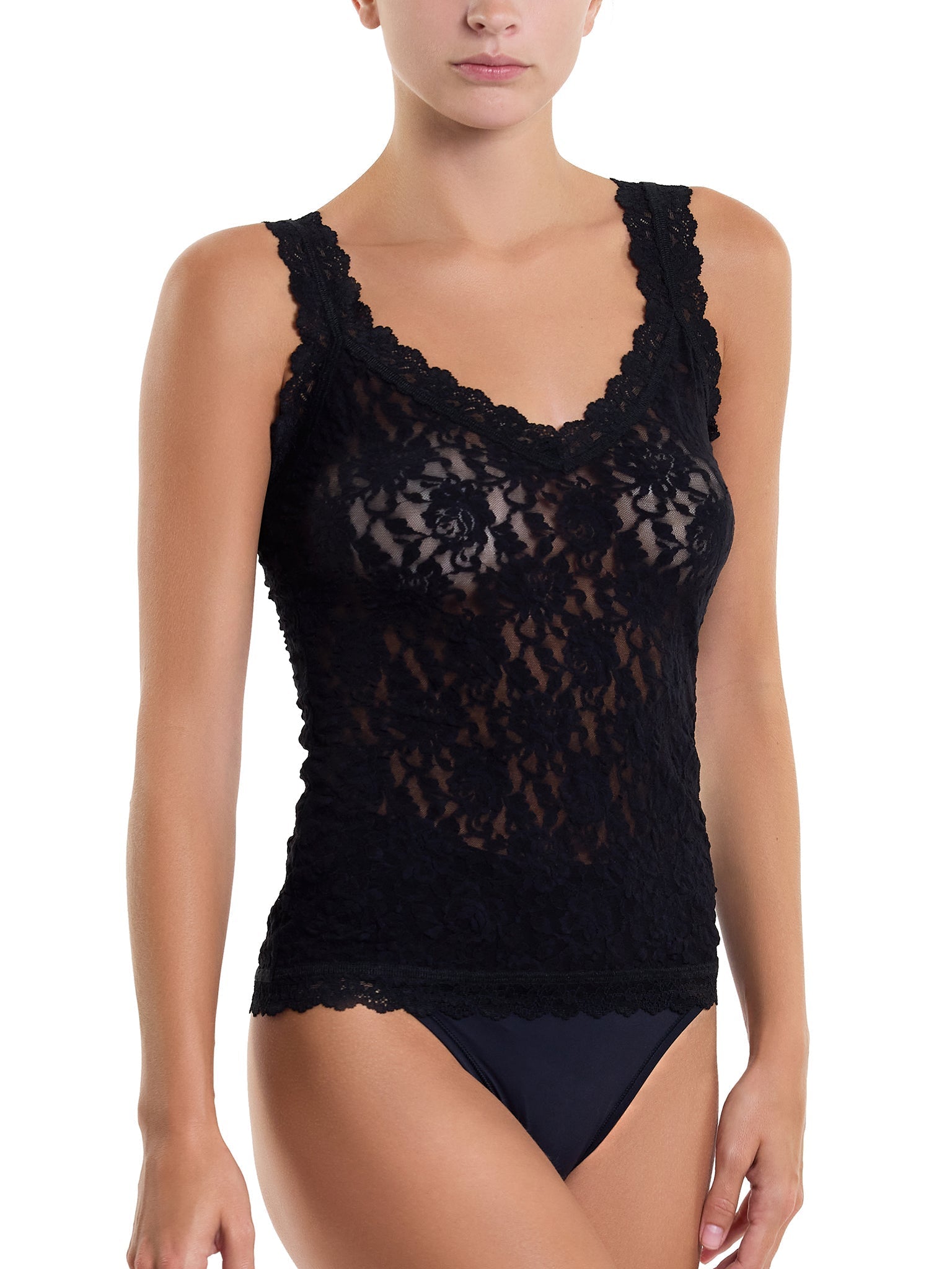 Signature Lace V-Neck Unlined Cami Top - Women's Elegant Lingerie & Layering Piece for Date Night or Everyday Wear