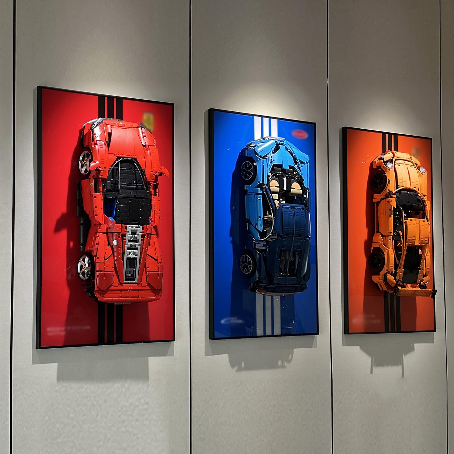iLuane Lego Technic Ferrari Daytona SP3 42143 Display Wallboard - Race Car Model Building Kit for Adults, Wall Mounted Collectible for Home & Office Décor (Pinstriped Design, No Car Included) - Perfect for Showcasing Your Lego Creations in Living Rooms, Game Rooms or Workspaces