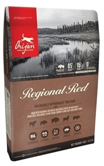 Orijen Regional Red High-Protein Grain-Free Dry Dog Food - 11.4kg (25.1 lb) for Adult Dogs - Premium Natural Nutrition for Active Pets - Perfect for Hunting, Hiking & Outdoor Adventures