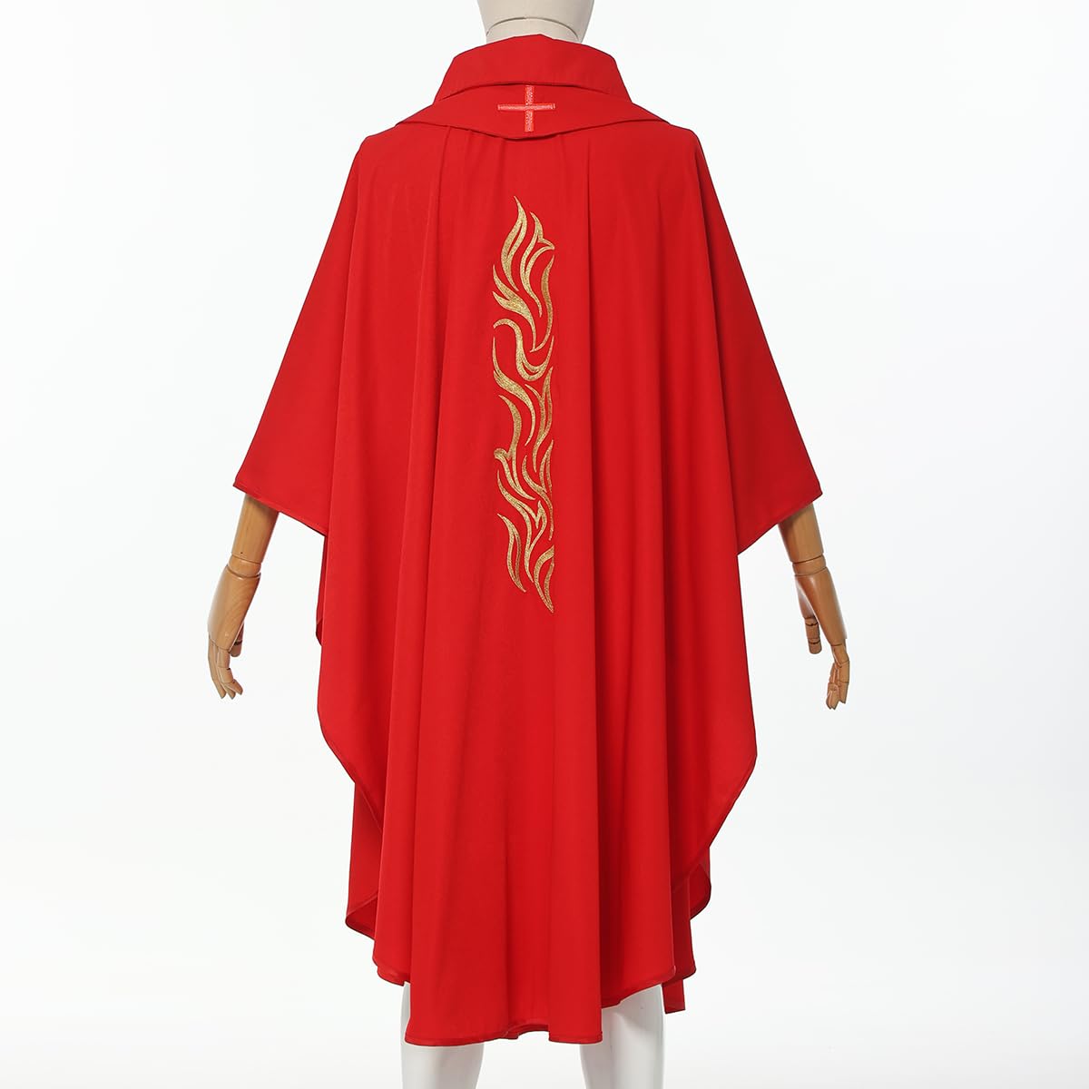 BLESSUME Red Priest Chasuble Vestment for Church Services - Elegant Clergy Robe for Mass, Communion & Religious Ceremonies