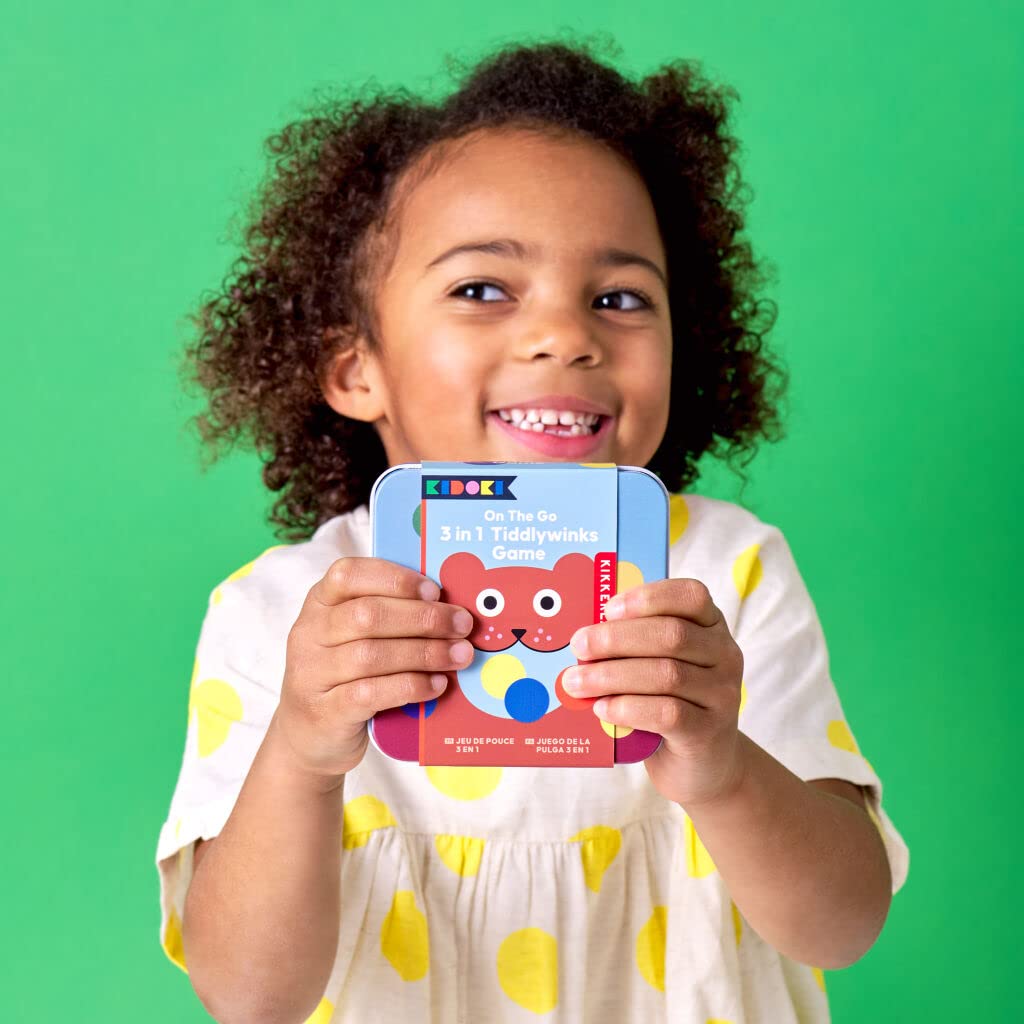 Kikkerland 3-in-1 Travel Tiddlywinks Game Set - Portable Classic Board Game for Kids & Adults - Perfect for Road Trips, Camping & Family Game Nights