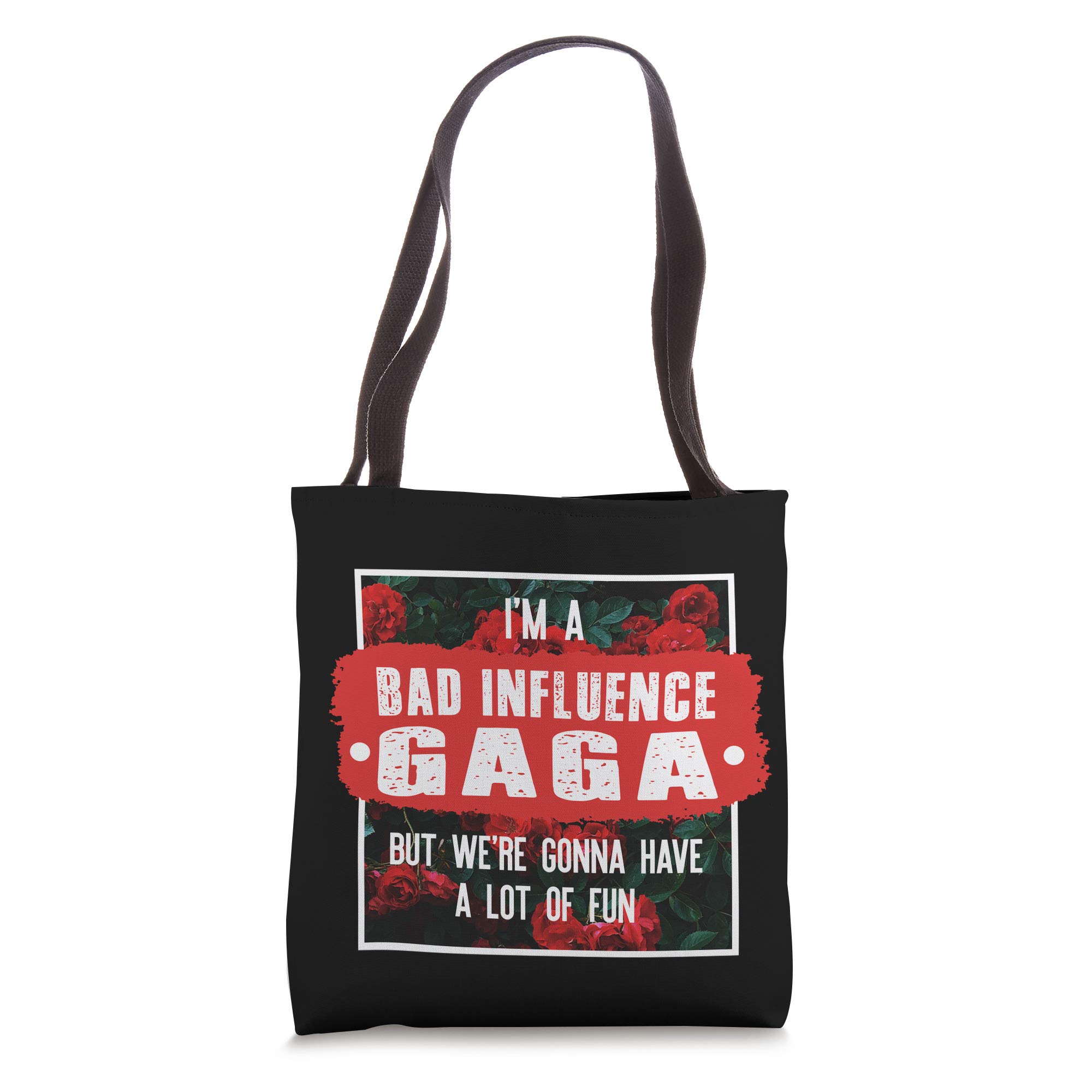 Bad Influence Gaga Tote Bag - Funny Mother's Day Gift for Women - Large Canvas Shoulder Bag - Perfect for Shopping, Beach & Daily Use