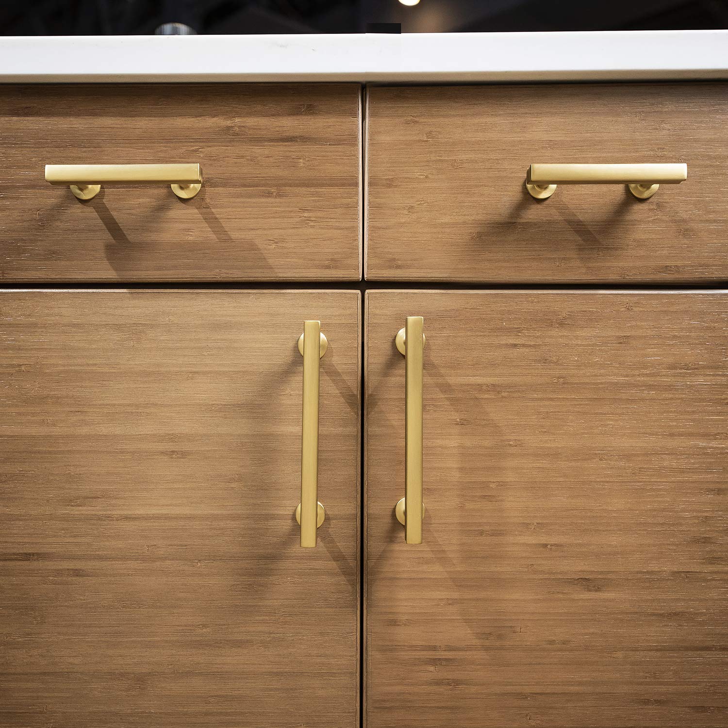 Premium Hickory Hardware 1-Pack Solid Core Kitchen Cabinet Pulls - Luxury Brushed Golden Brass Handles for Cabinets, Doors & Dressers - 3