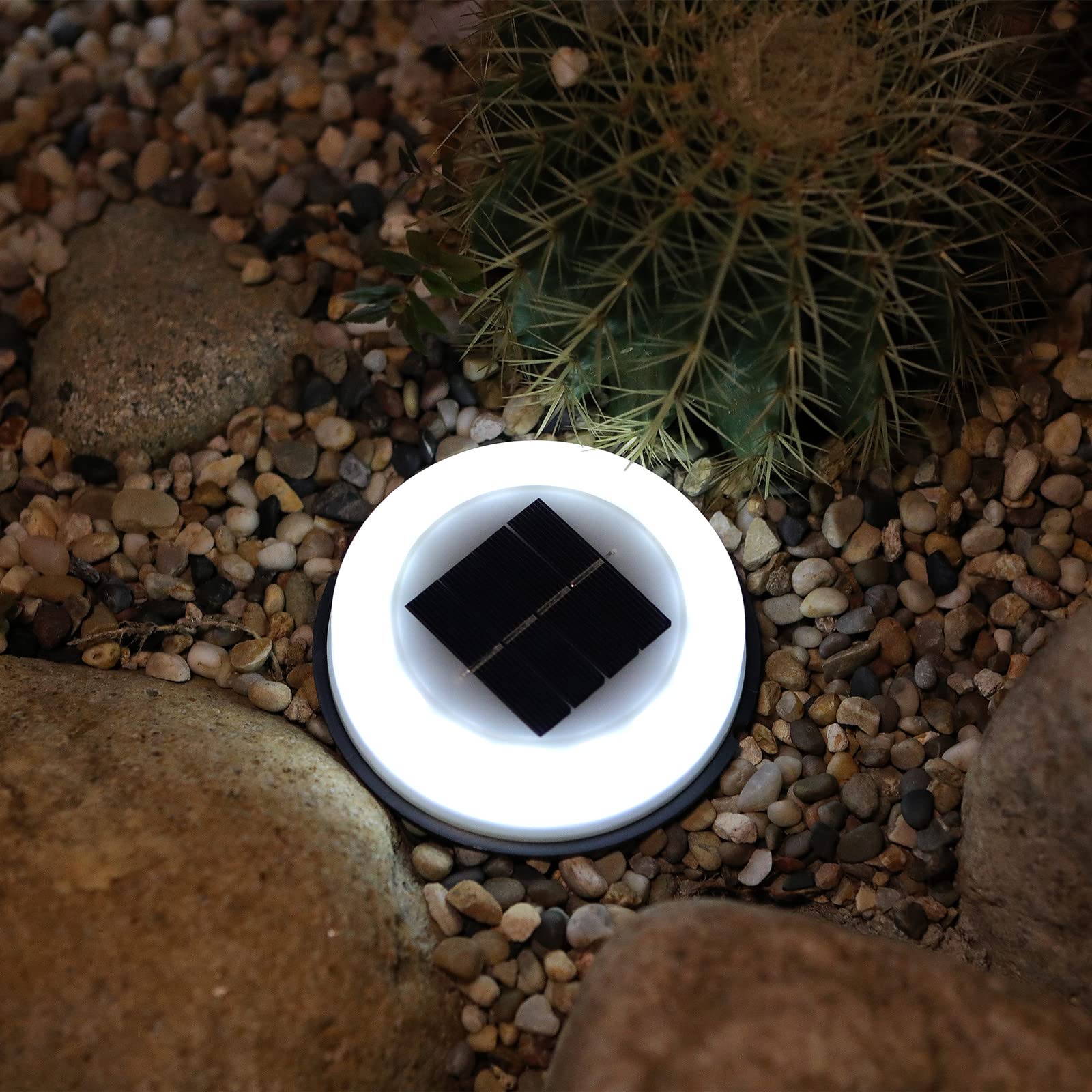 Solar Powered Ground Lights - 14 LED Waterproof Outdoor Disk Lights for Garden, Patio, Pathway, Lawn, Yard, Deck, Driveway & Walkway | Cold White Landscape Lighting (1 Pack) - Perfect for Nighttime Safety & Elegant Outdoor Decor