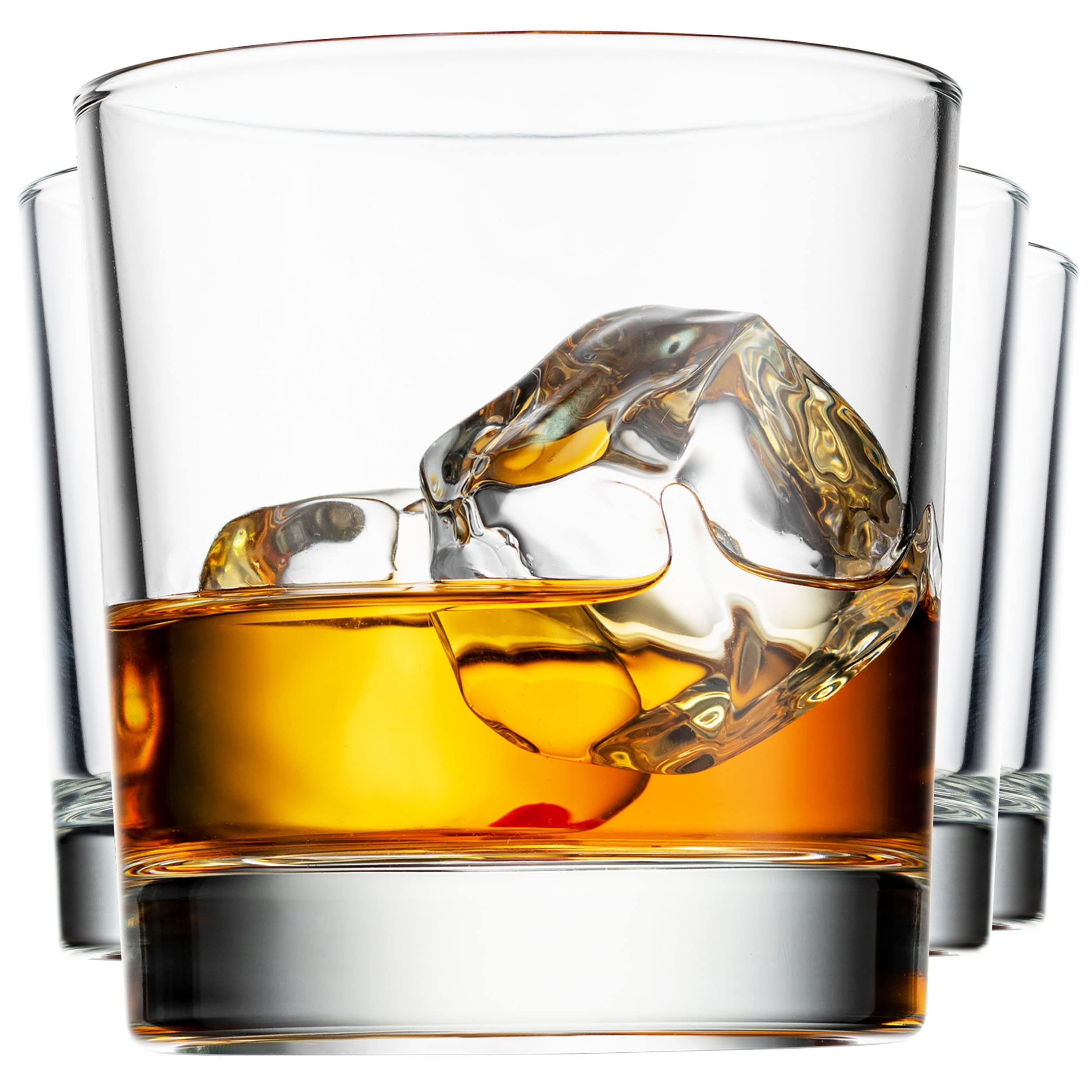 Godinger Old Fashioned Whiskey Glasses Set of 4 - Italian Made Crystal Drinking Glasses for Bourbon, Scotch & Cocktails - Perfect Whiskey Gift Set for Men & Home Bar Accessories