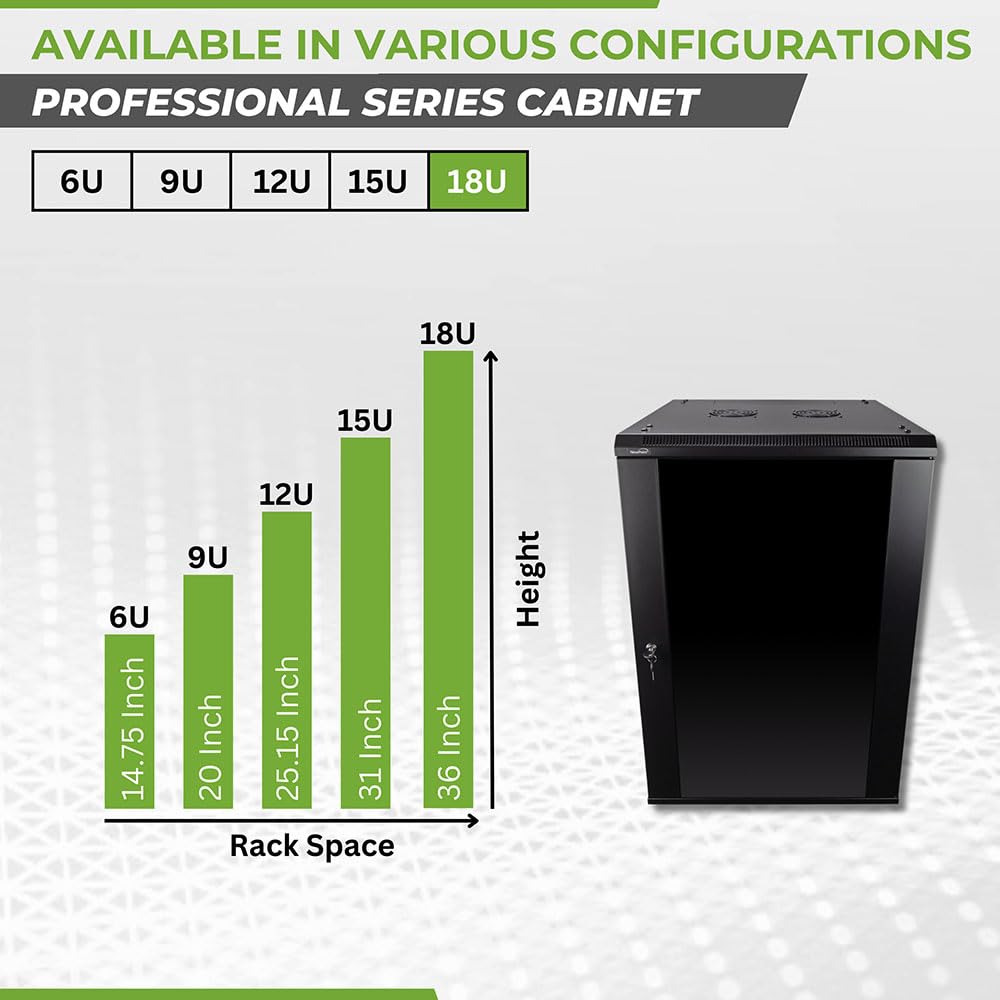 NavePoint 18U Server Rack Cabinet - 23.6