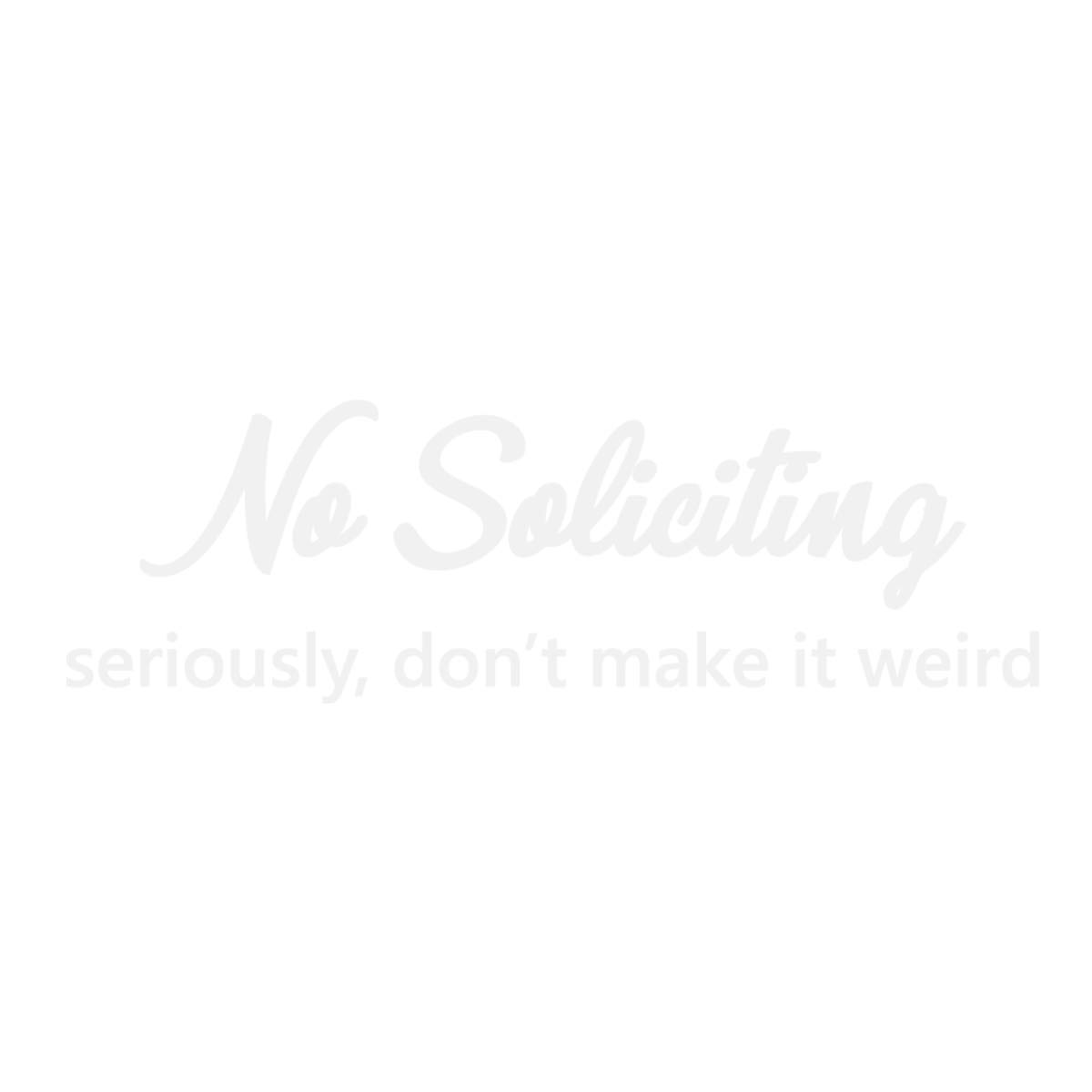 No Soliciting Vinyl Decal - 10 Inch White Milk Mug Design for Doors & Windows - Funny Home & Office Sign for Privacy Protection