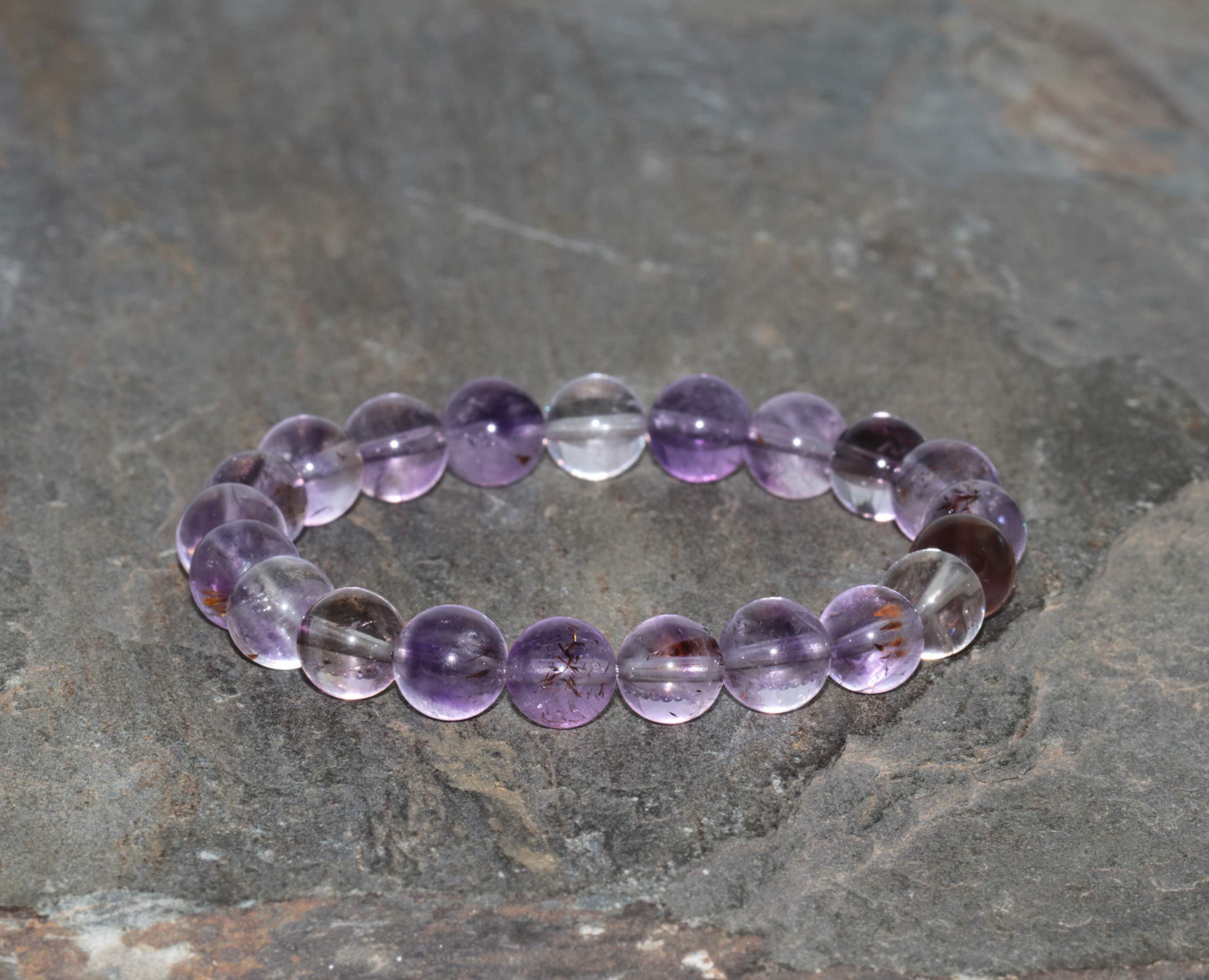 Super Seven Stacking Beaded Bracelet - Handmade 8.5mm Super 7 Gemstone Bracelet for Women & Men | Purple Mixed Colors Healing Crystal Jewelry | Spiritual Gift for Meditation, Yoga & Energy Balancing