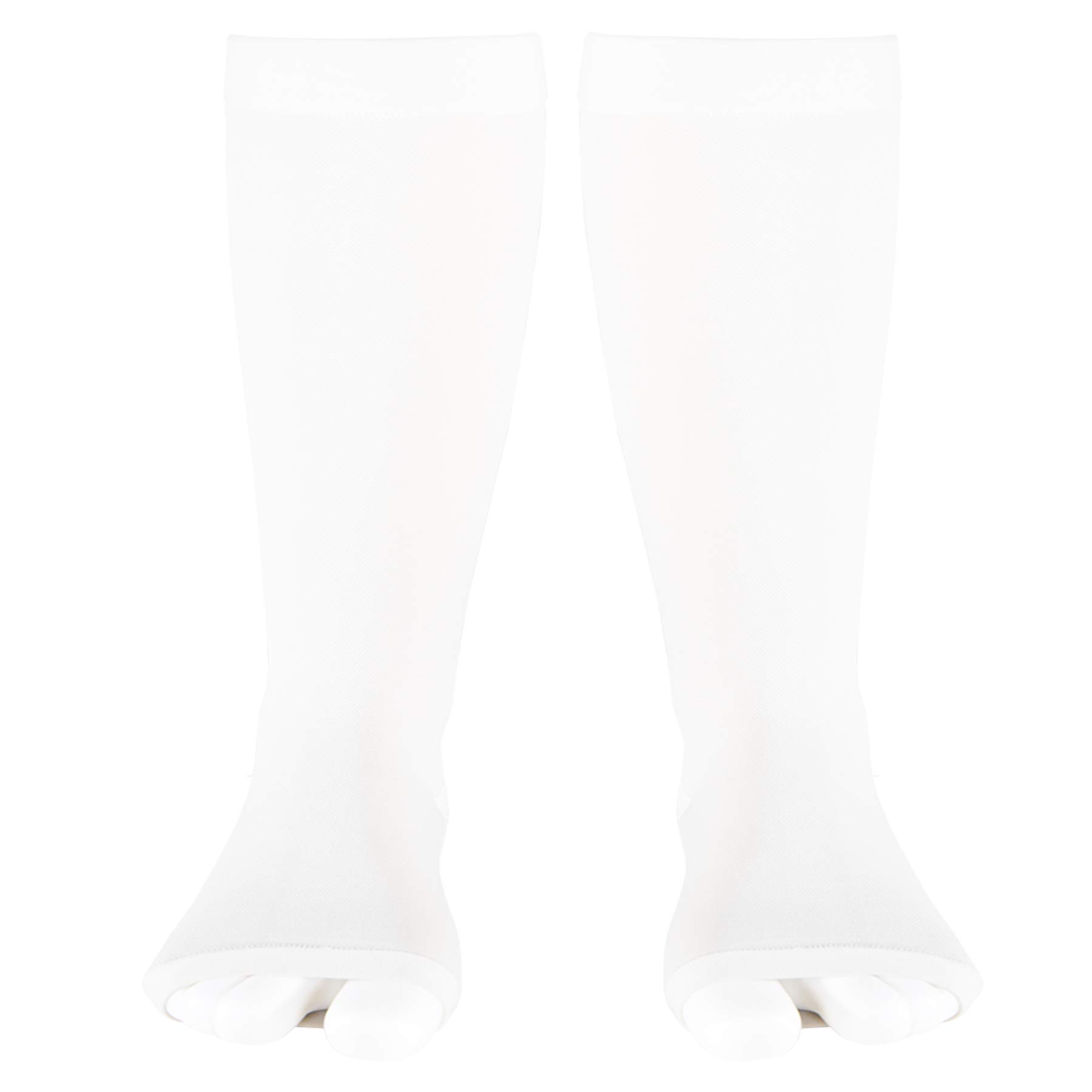 Truform 30-40 mmHg Medical Compression Socks for Men & Women - Knee High Open Toe Support Stockings in White (Large Size) - Ideal for Circulation, Varicose Veins & Post-Surgery Recovery