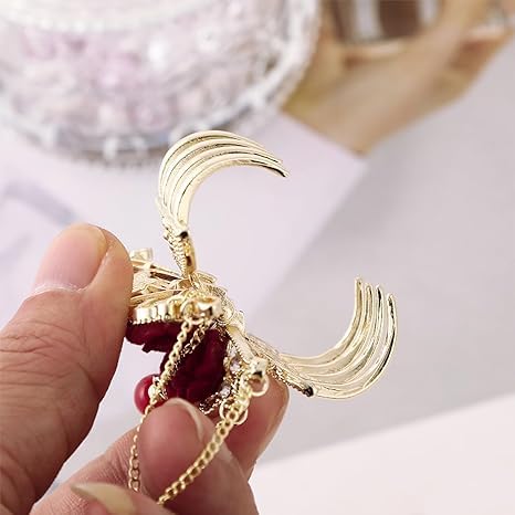 Red Rose Hair Claw Clip - Flocked Rose Hair Pin for Women & Girls | Wedding, Bridal & Party Hair Accessories | Perfect for Prom, Date Night & Special Occasions