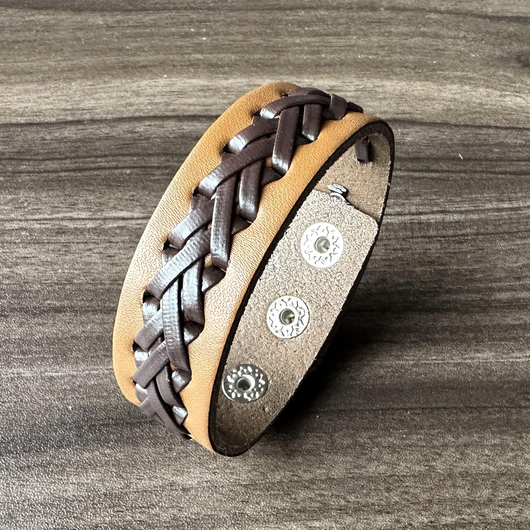 Punk Rock Retro Braided Faux Leather Wristband - Adjustable Snap Bracelet Arm Band Cuff for Men & Women - Perfect for Concerts, Festivals, and Punk Fashion Accessories