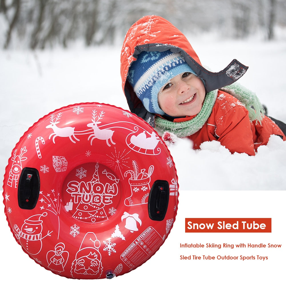 Inflatable Snow Tube Sled for Winter Fun - Durable Circle Ski Tube for Kids & Adults - Perfect for Snow Tubing, Ski Resorts & Backyard Sliding