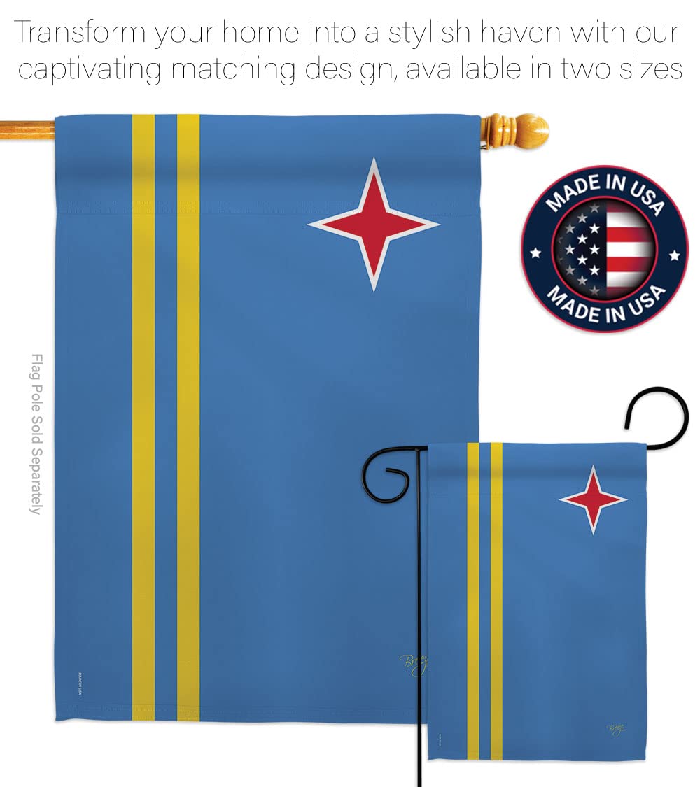 Aruba National Flag Set 28x40in w/Pole for Home & Garden Decor