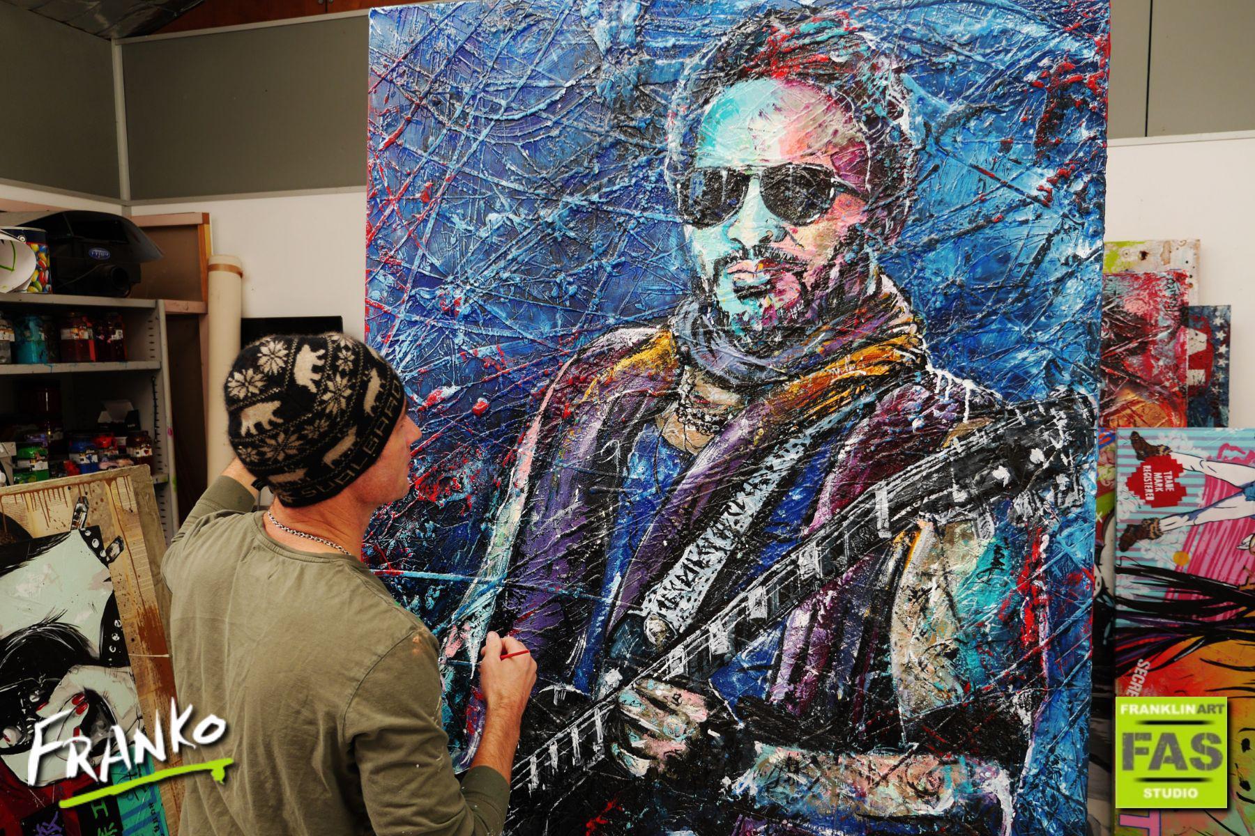 120cm x 150cm Abstract Realism Lenny Kravitz Inspired Canvas Painting - Large Wall Art for Living Room, Bedroom & Office Decor